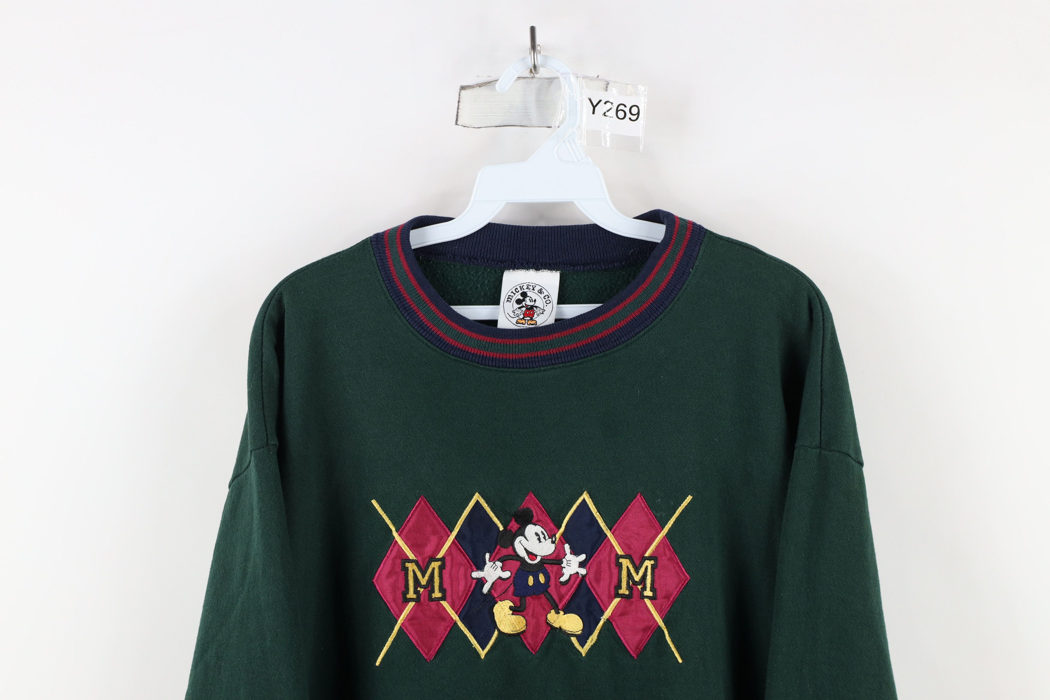 Disney Vintage 90s Disney Argyle Diamond Mickey Mouse Sweatshirt Size US L / EU 52-54 / 3 - 2 Thumbnail