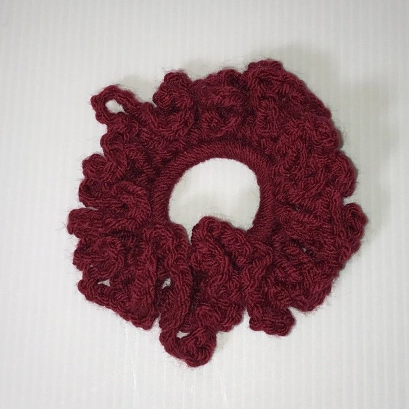 Handmade NWT Ruby Red Handmade Crocheted Hair Scrunchie Size ONE SIZE - 1 Thumbnail