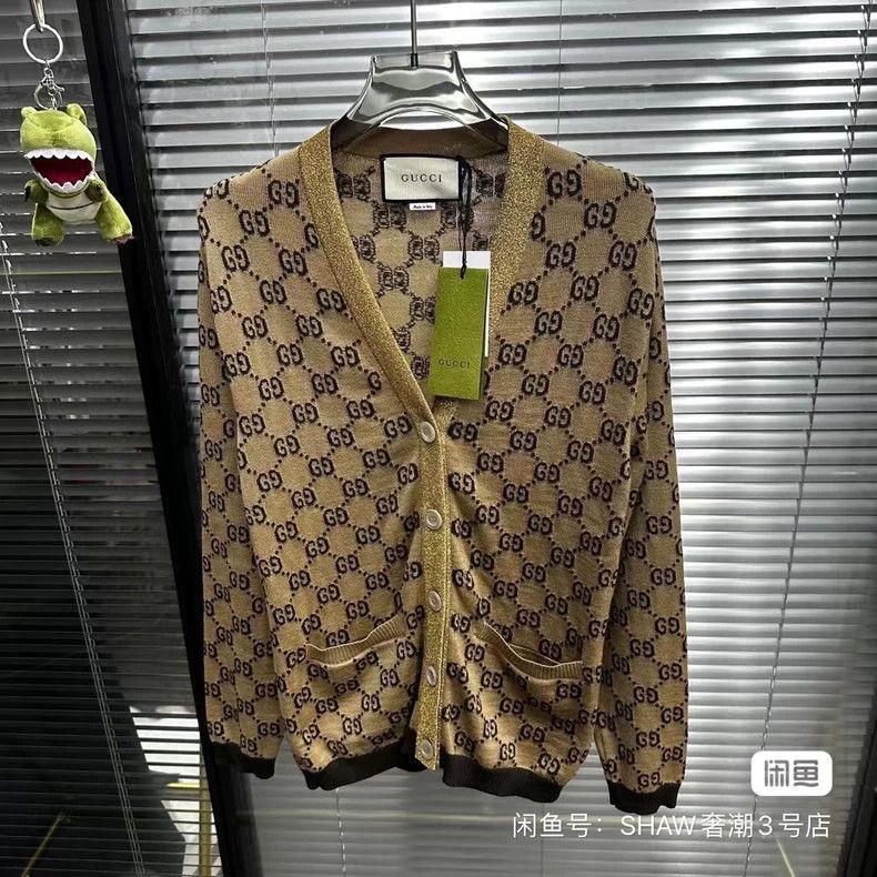 GucciGold glitter pink double g cardigan jacket 2503-Nextar