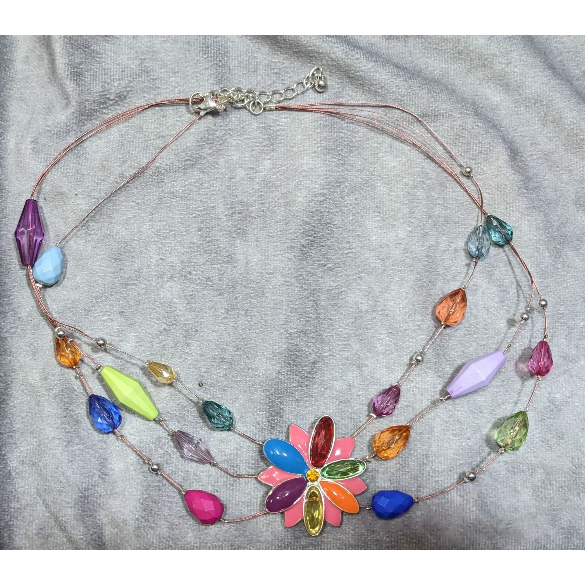 Other Rainbow Floral Enamel And Rhinestone Layered Beaded Necklace Size ONE SIZE - 4 Thumbnail