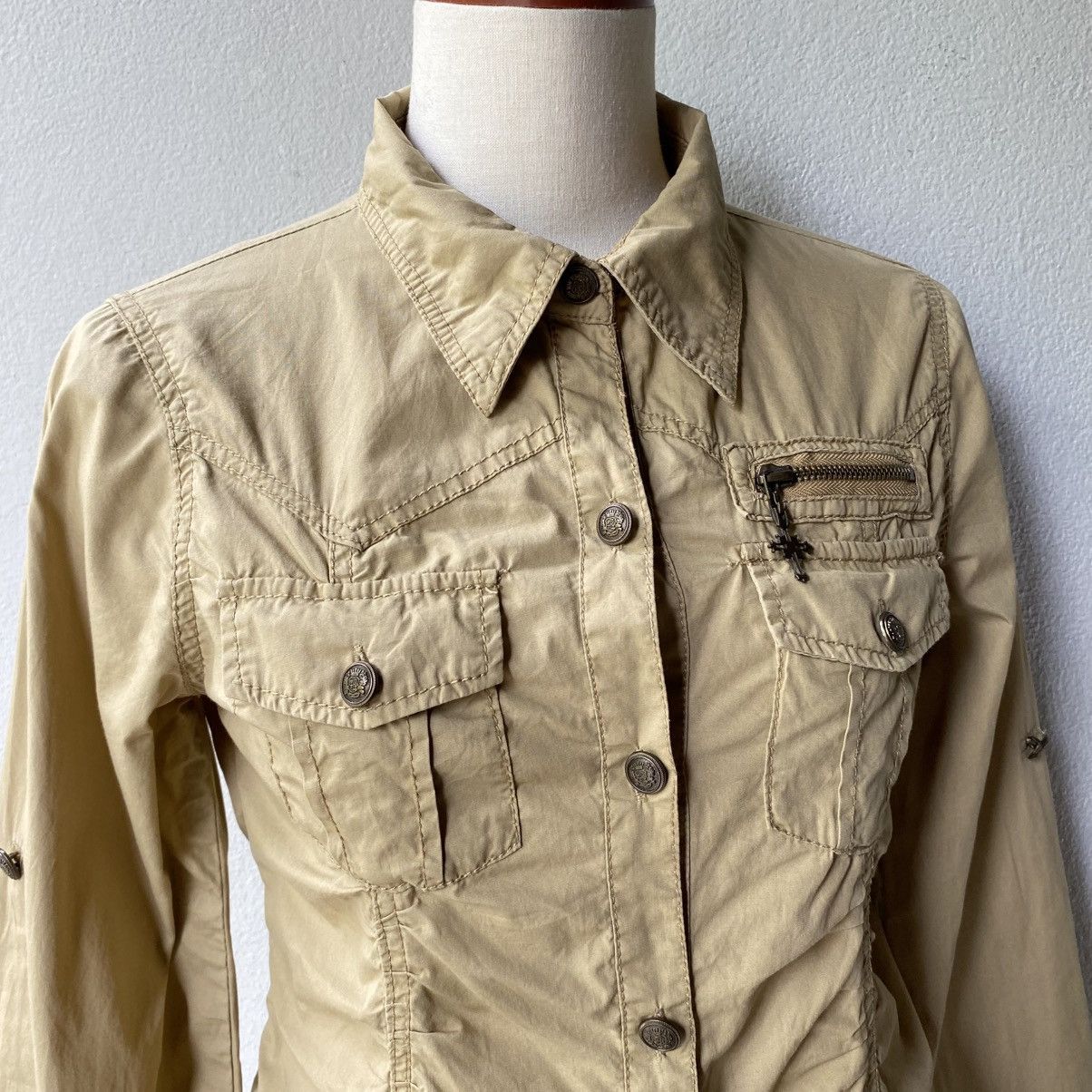 Japanese Brand Y2K PUNK SKY bumble Beige Utility Shirt Size M / US 6-8 / IT 42-44 - 16 Thumbnail