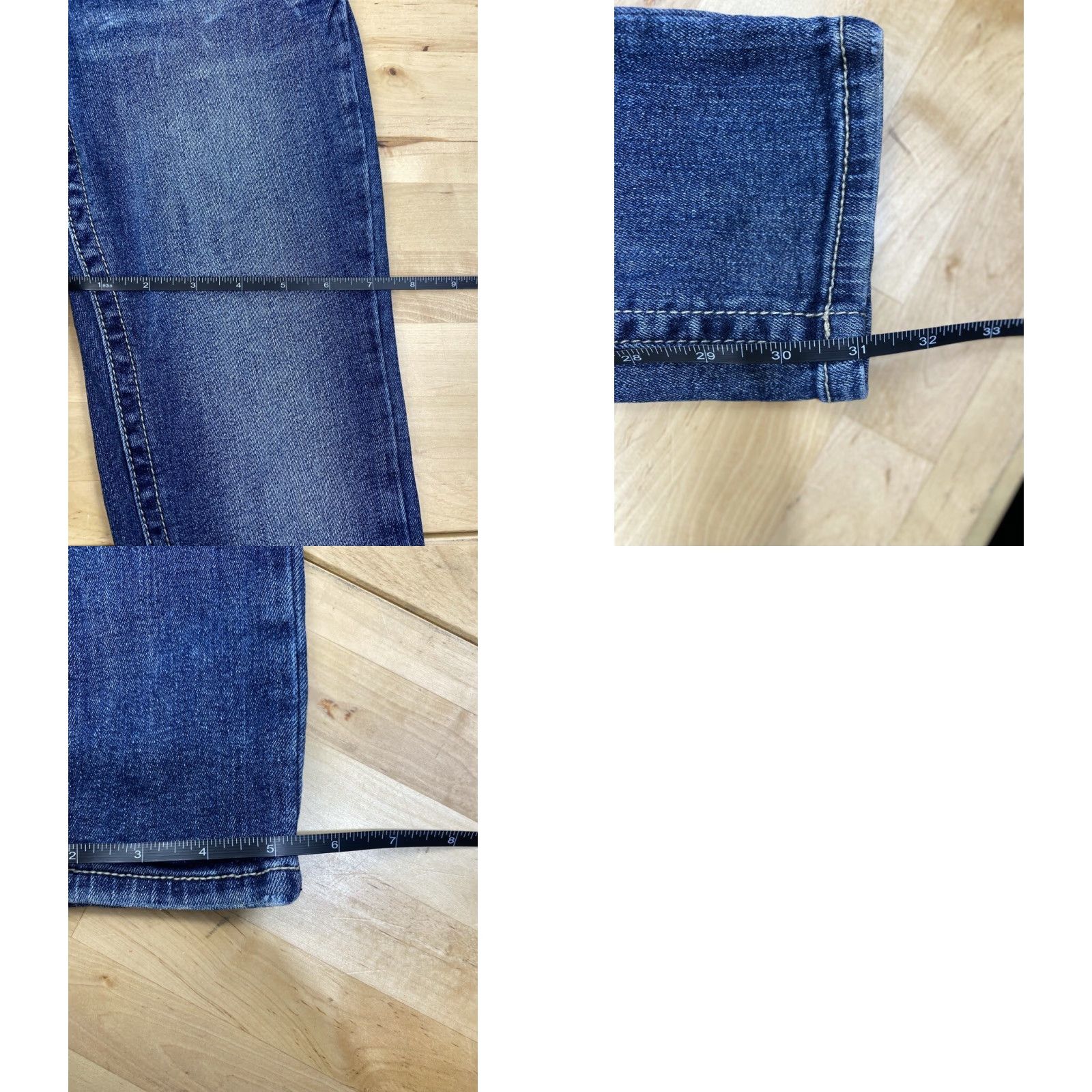 Denime Red Rivet Jeans Denim Blue Jeans Women Junior Size 7 5-Pocket Design Distressed Medium Rise Flared Denim Blue Size 28" / US 6 / IT 42 - 8 Thumbnail