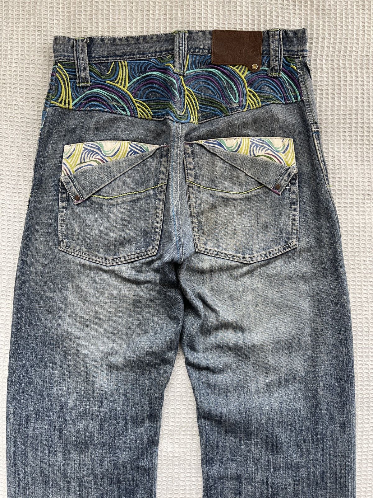 Japanese Brand Rare🔥Japan Designer Embroidery Baggy/Wide Leg Jeans Size US 31 - 5 Thumbnail