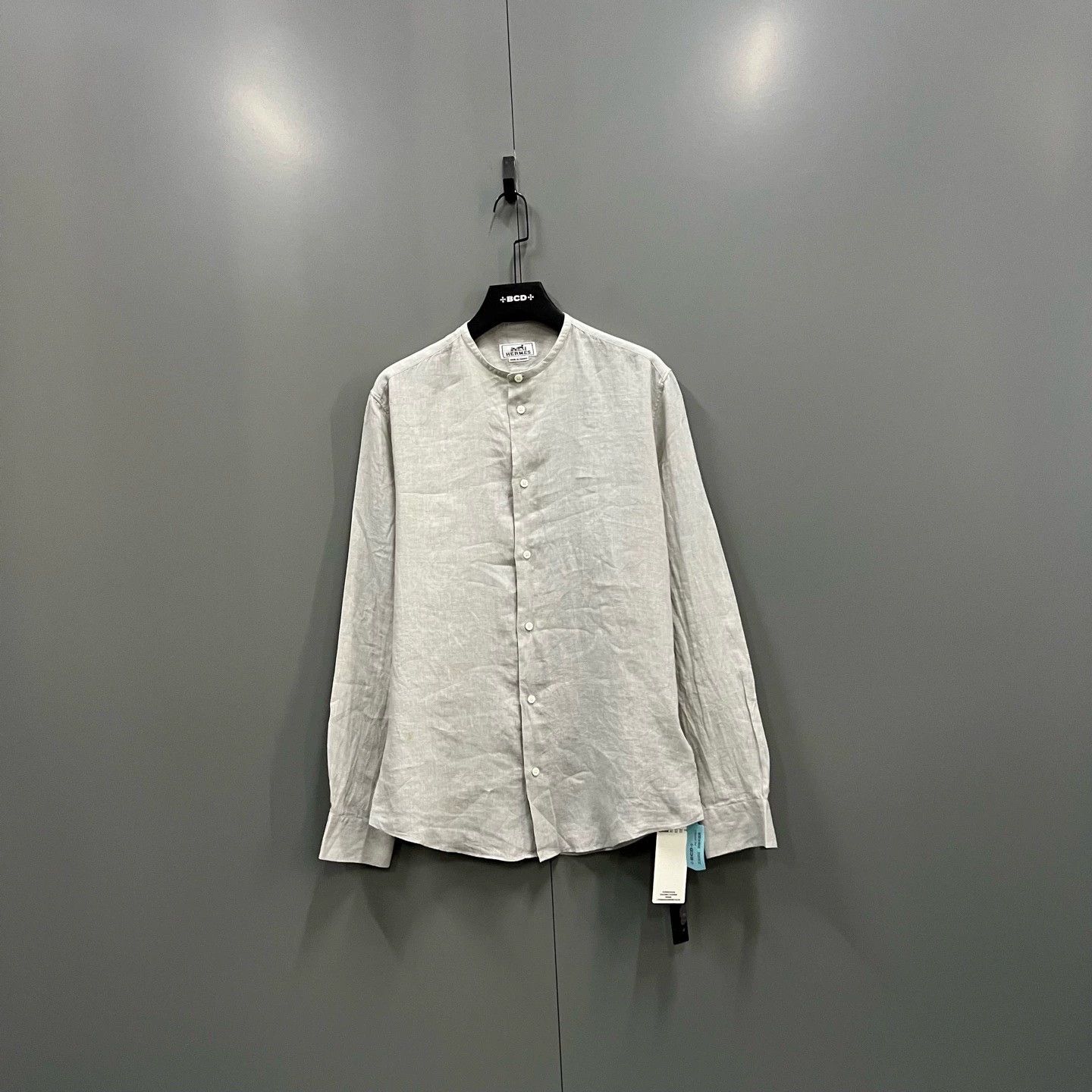 Hermes HERMES Solid Round Neck Cotton-Linen Shirt - dmc Size US M / EU 48-50 / 2 - 1 Thumbnail