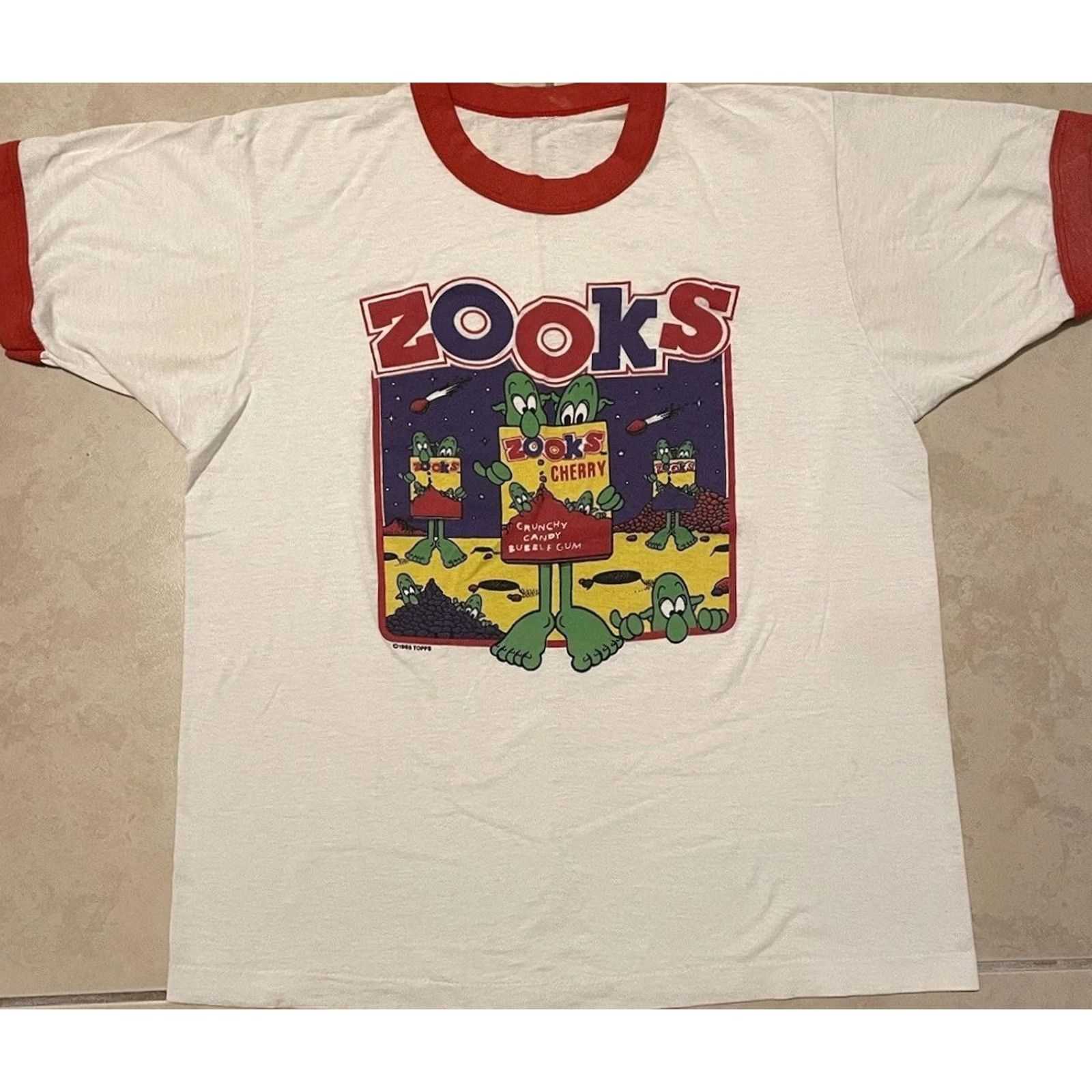 Vintage VINTAGE Zooks Bubble Gum Faded Ringer Shirt S White Crew Neck Graphic Tee Men Candy Grunge 80s 90s Cartoon Funny USA Single Stitch Size US S / EU 44-46 / 1 - 2 Thumbnail