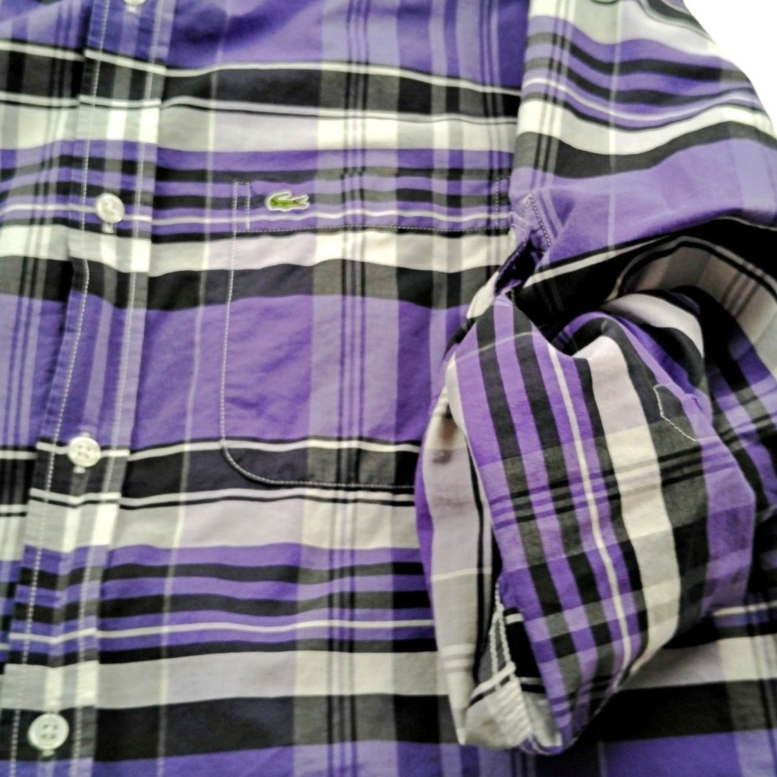 Lacoste Lacoste Live Skinny Fit Purple Plaid Button Down Shirt Size US L / EU 52-54 / 3 - 6 Thumbnail