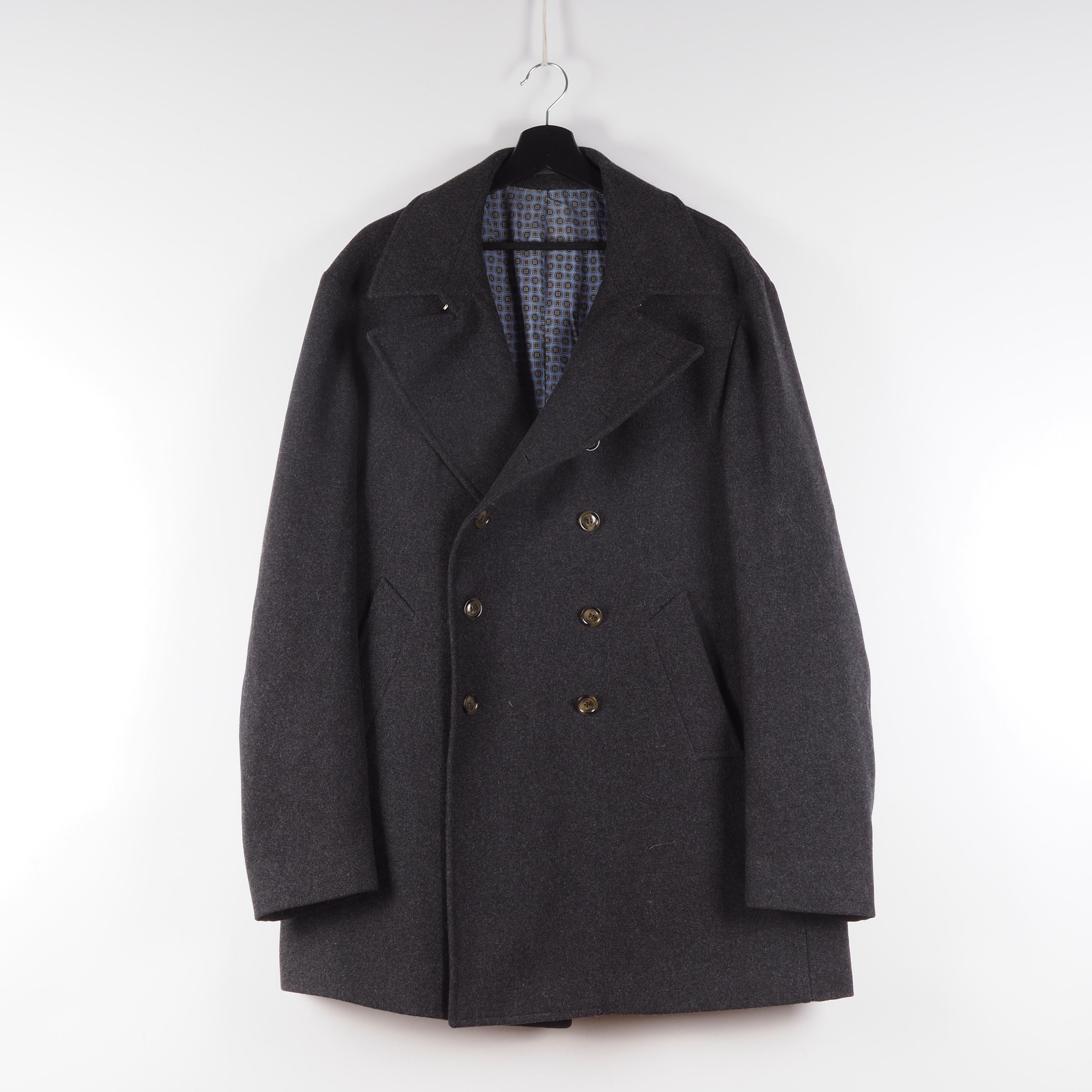 UK outlet online SUITSUPPLY Men s Gray Melton Wool Double Breast Peacoat Coat