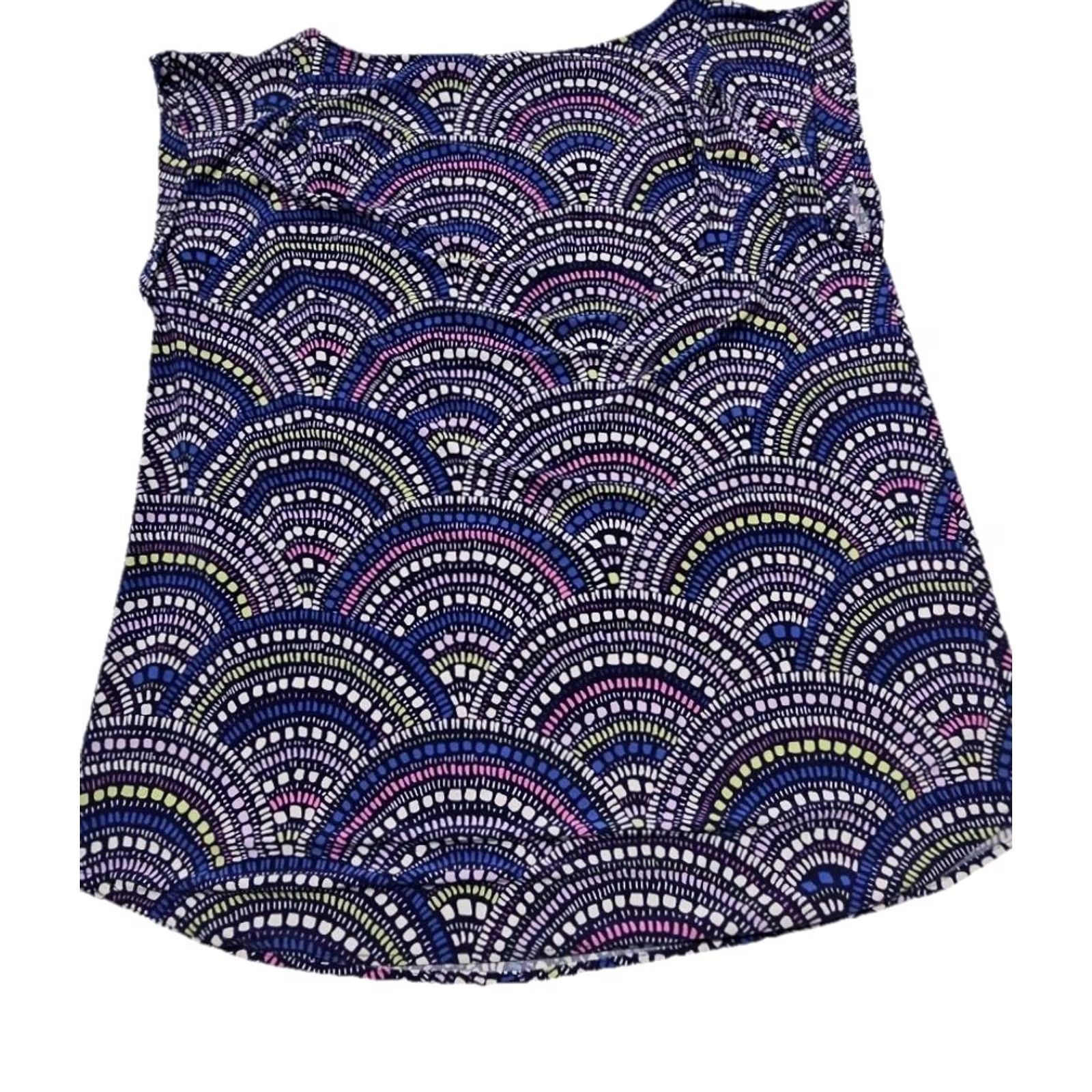 Tori Richard Tori Richard Blouse Womens XL Purple Geometric Print Hawaii Honolulu Sleeveless Scoop Pullover Crepe Knit Lightweight Breathable NWT Size XL / US 12-14 / IT 48-50 - 7 Thumbnail