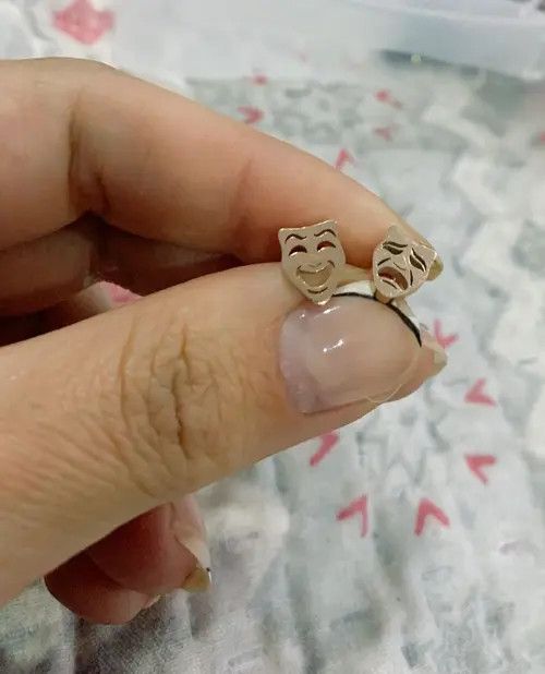 Designer Higuchi x azawa Happy Sad Face Nail Stud Earrings Size ONE SIZE - 3 Thumbnail