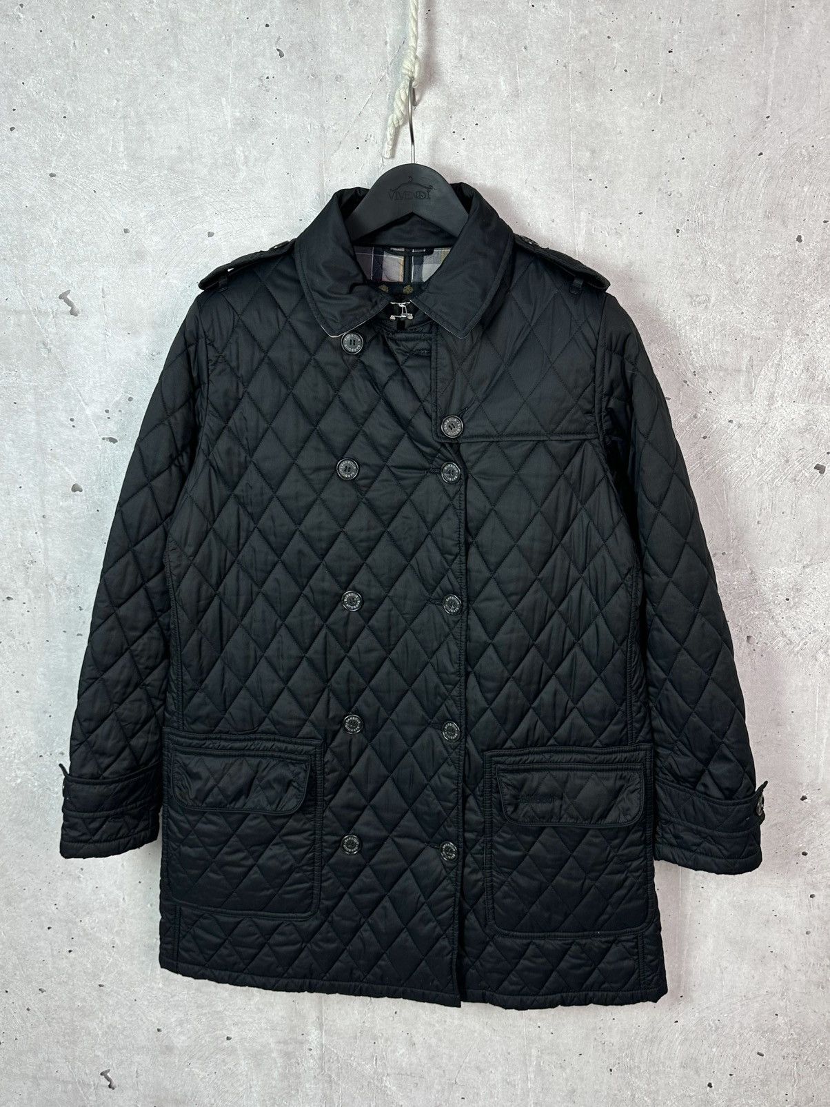Barbour Barbour Valerie Black Quilted Tartan Check Trench Coat Size XL / US 12-14 / IT 48-50 - 1 Thumbnail