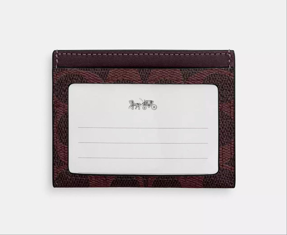 Coach Slim Id Card Case In Signature Canvas CW366 Black Currant Size ONE SIZE - 5 Thumbnail