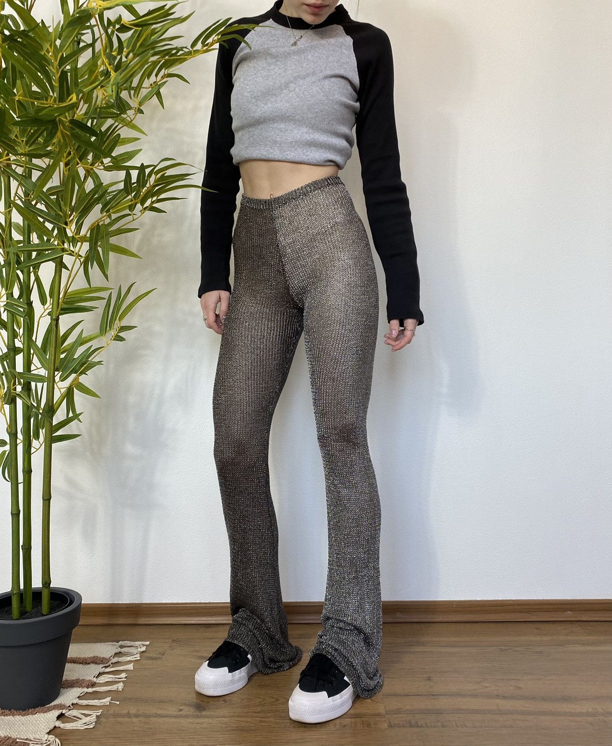 MESH CHAIN MAIL Y2K STYLE FLARE PANTS