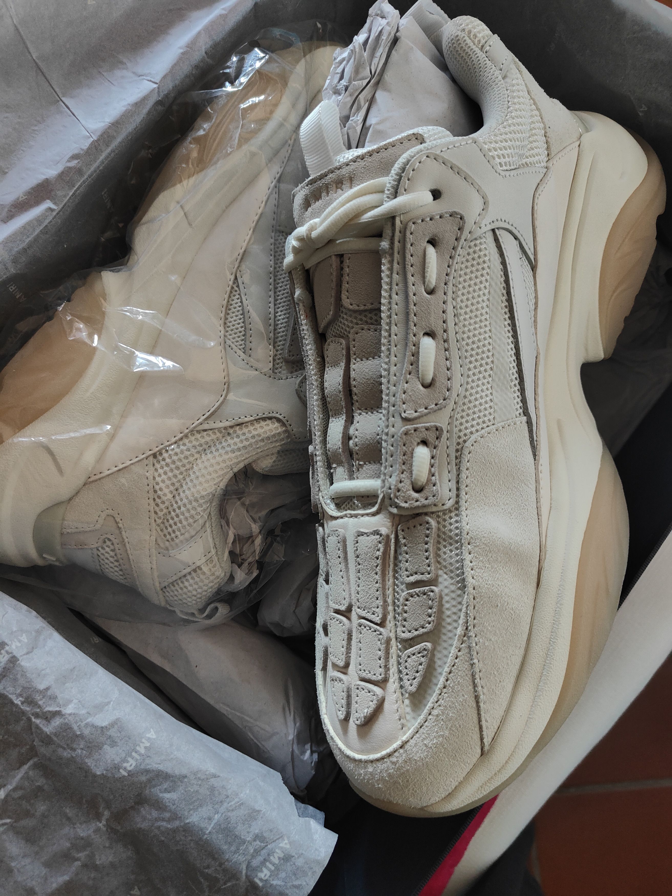 image of Amiri Bone Runner Shoes in Mixed White, Men's (Size 15)