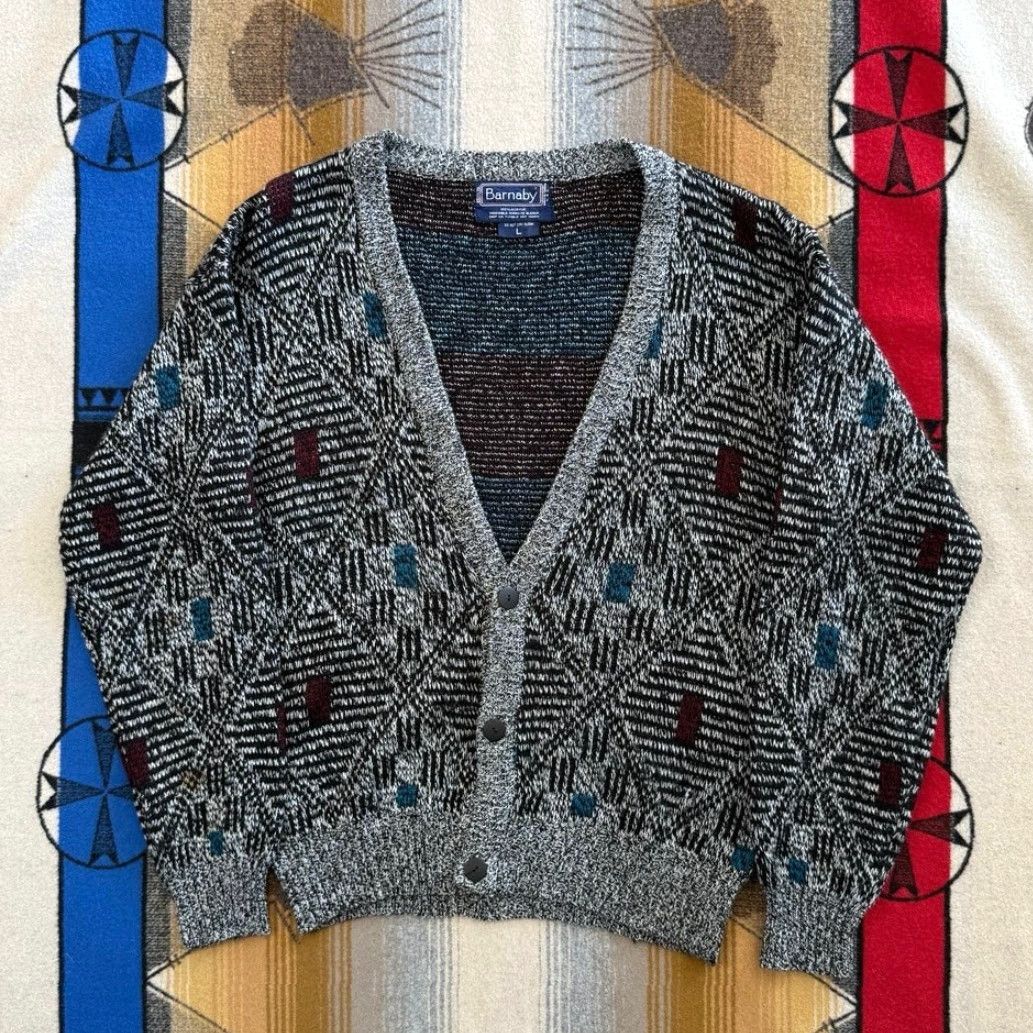 Vintage VINTAGE Barnaby Sweater Cardigan Knit 90s Grunge Kurt Cobain Size L Gray Mens Long Sleeve Acrylic Knit Regular Fit Size US L / EU 52-54 / 3 - 2 Thumbnail