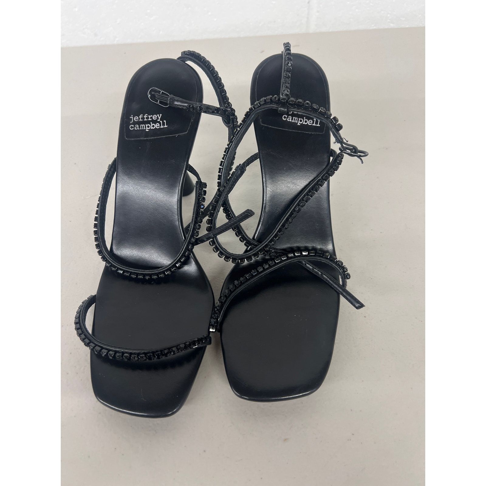 Jeffrey Campbell Jeffrey Campbell sz7.5 black strappy rhinestone sandal heels Size US 7.5 / IT 37.5 - 2 Thumbnail