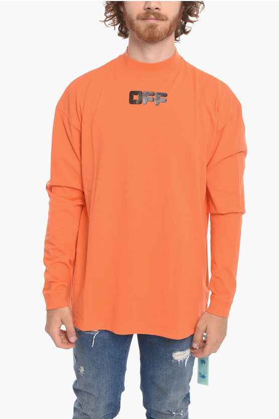 Off-White Orange Arrows Font Oversized Long Sleeve Mock Neck T-Shirt Size US XXL / EU 58 / 5 - 3 Thumbnail
