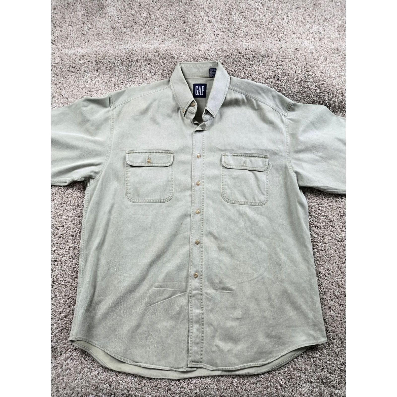 Gap VINTAGE GAP Shirt Mens XL Green Button-Down Twill Long Sleeve Cotton 90s Size US XL / EU 56 / 4 - 4 Thumbnail