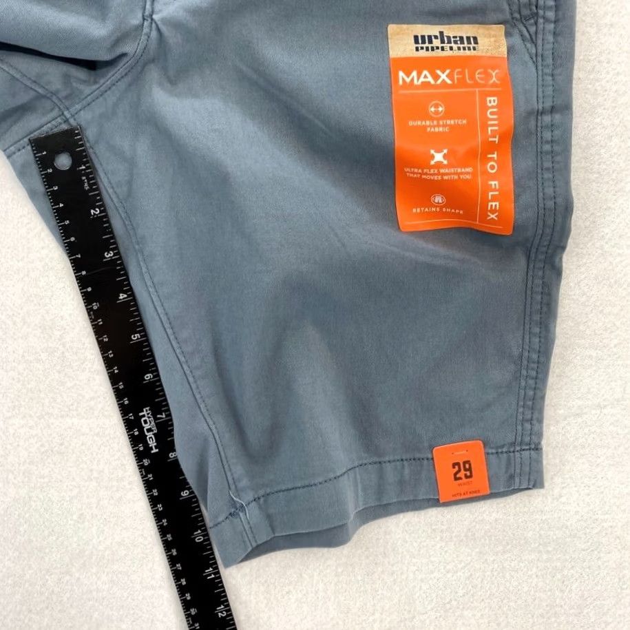Vintage Urban Pipeline Shorts Mens 29 Blue Flat Front Chino Short 11" MaxFlex Navy NWT Size US 29 - 7 Thumbnail