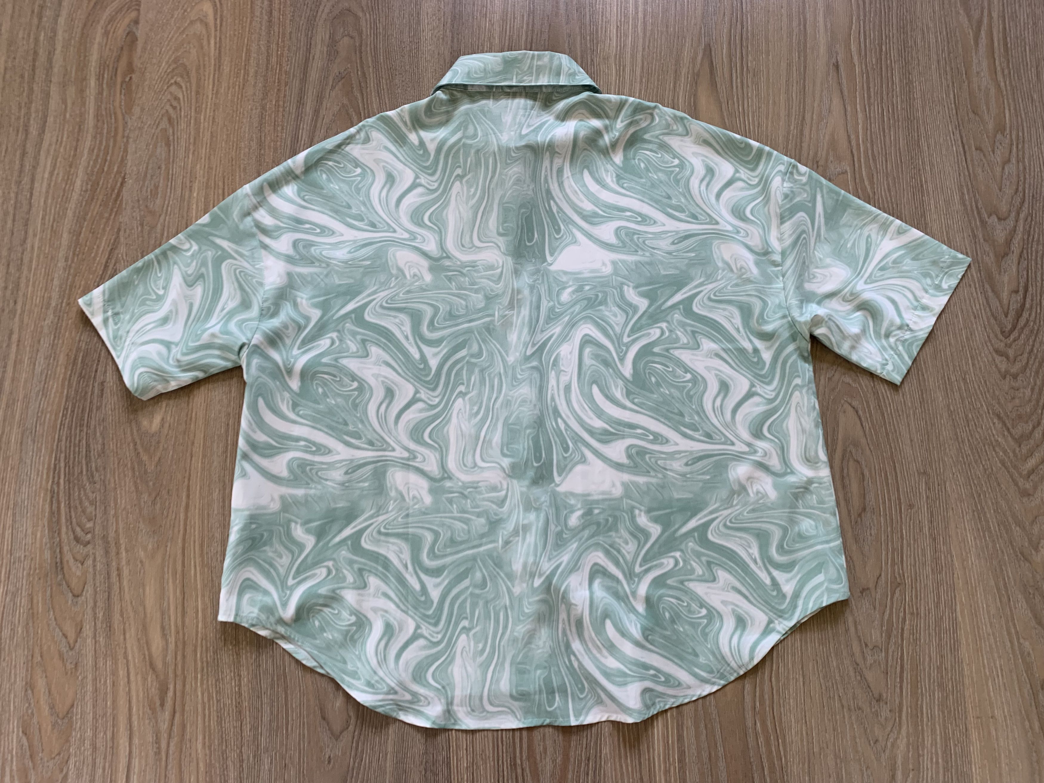 Other Womens DAZY Green Marble Print Hawaiian Shirt Size XL / US 12-14 / IT 48-50 - 3 Thumbnail
