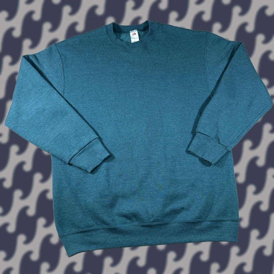 Fruit Of The Loom VINTAGE Fruit of the Loom Crewneck Sweatshirt Adult XL Green Cotton Blend Poly Knit Logo Pullover Preshrunk Ring Spun Men Mens Fall Winter Size US XL / EU 56 / 4 - 1 Thumbnail