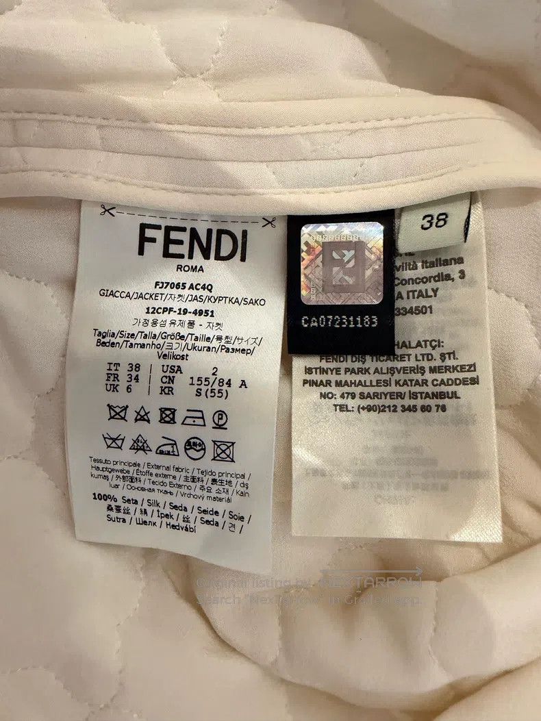 Fendi Fendi White Diamond Quilted Cotton Jacket Top Size XS / US 0-2 / IT 36-38 - 4 Thumbnail