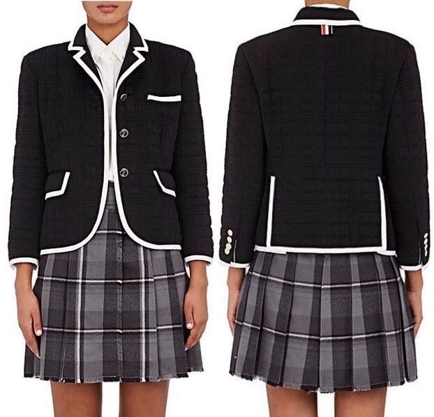 Thom Browne Thom Browne Blue and white feathered jacket with pockmarke Size L / US 10 / IT 46 - 7 Thumbnail