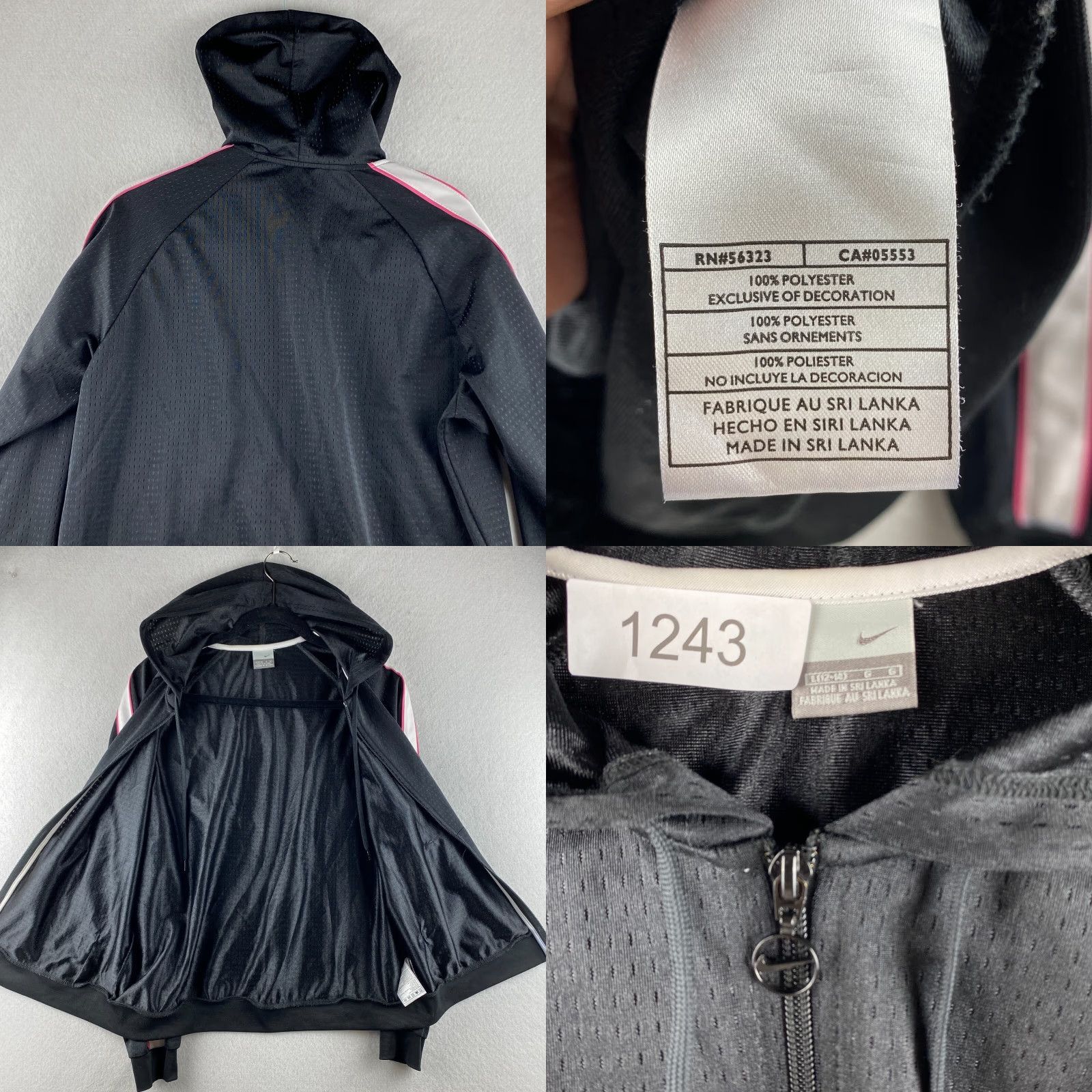 Nike Nike Hoodie Womens Large L Black Full Zip Embroidered Active Breathable Size L / US 10 / IT 46 - 8 Thumbnail