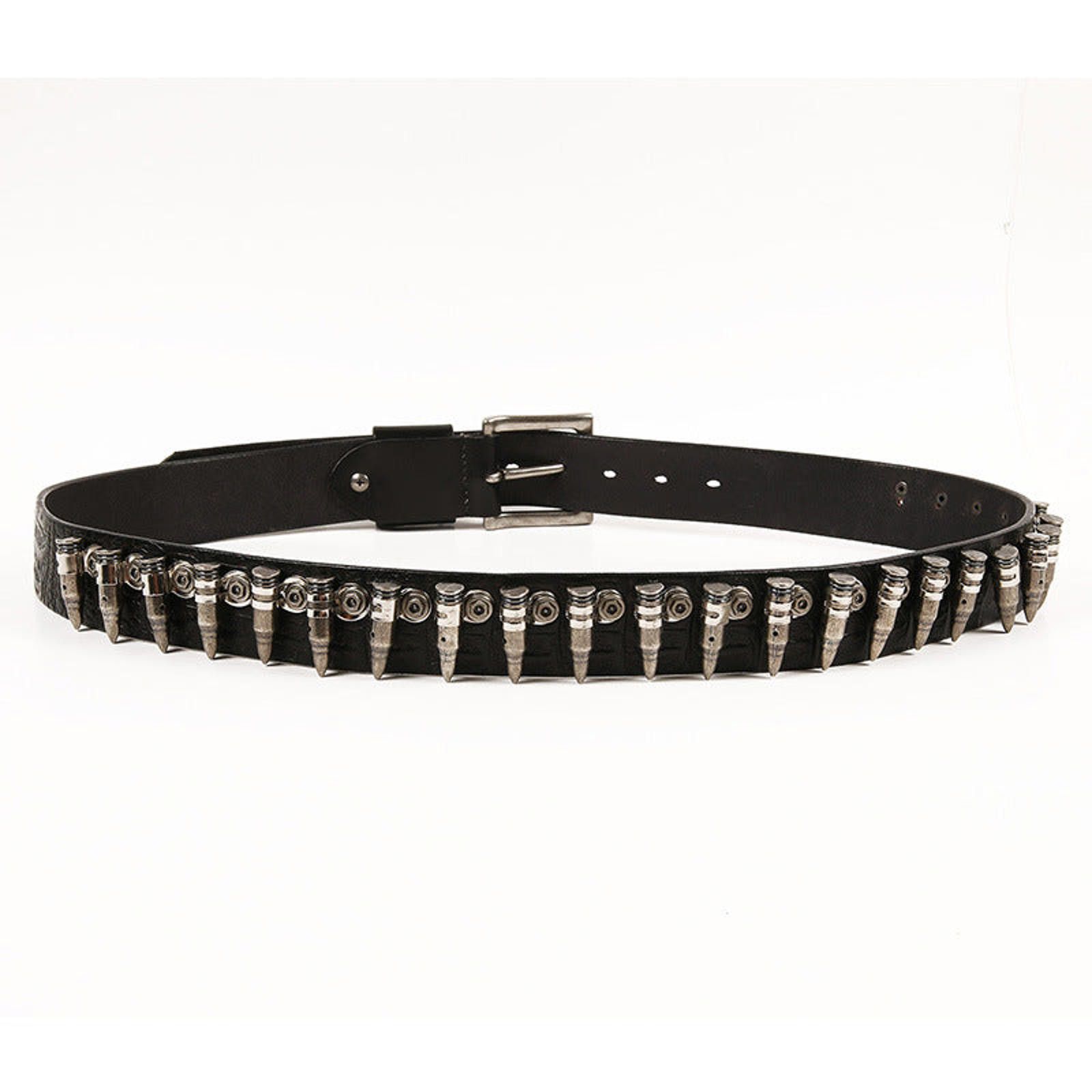 Leather Metal Bullet-Stud Cowhide Leather Belt Size ONE SIZE - 4 Thumbnail