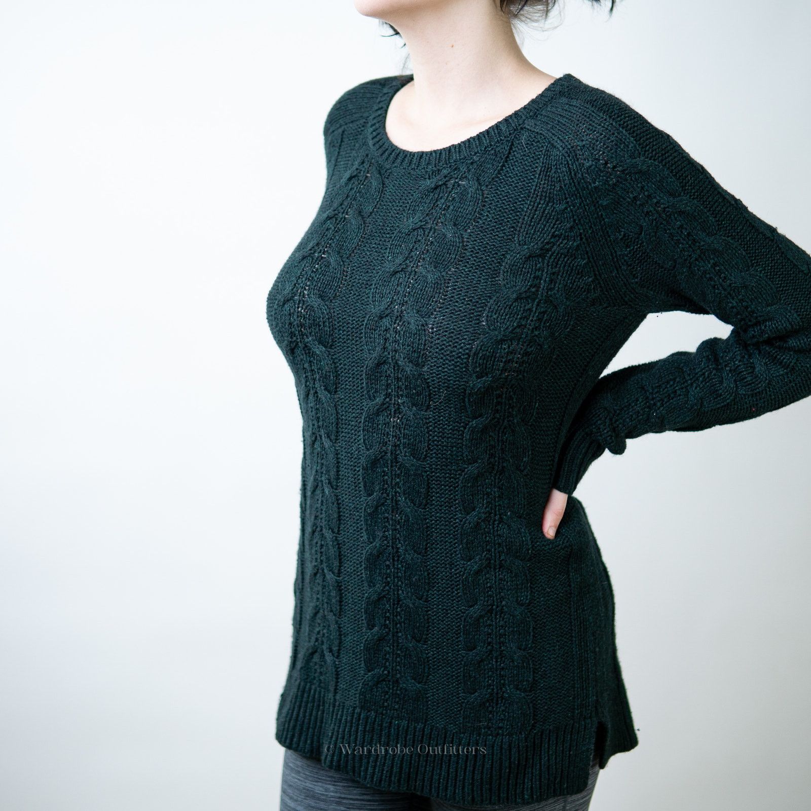 Loft LOFT Camel Hair Sage Green Cable Knit Sweater - M Size M / US 6-8 / IT 42-44 - 3 Thumbnail