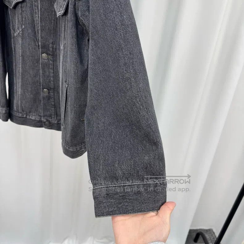 Balenciaga Balenciaga Embroidered Letter Washed Black Denim Jacket Size XXS / US 00 / IT 34 - 4 Thumbnail
