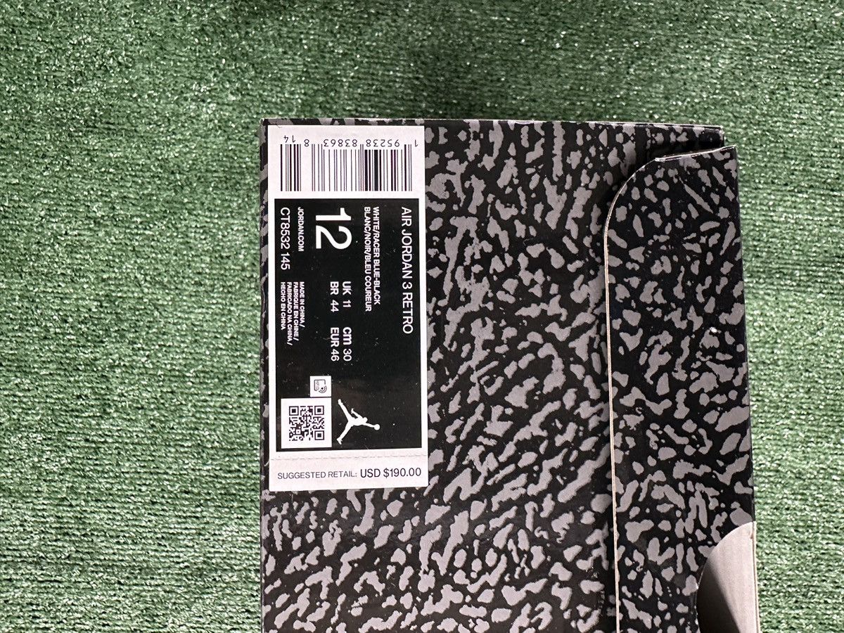 Jordan Brand Air Jordan 3 Retro Racer Blue Size US 12 / EU 45 - 10 Thumbnail