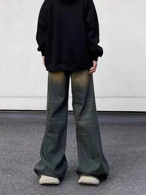 Jean Retro distressed gradient grunge wide leg jeans Size US 32 / EU 48 - 4 Thumbnail