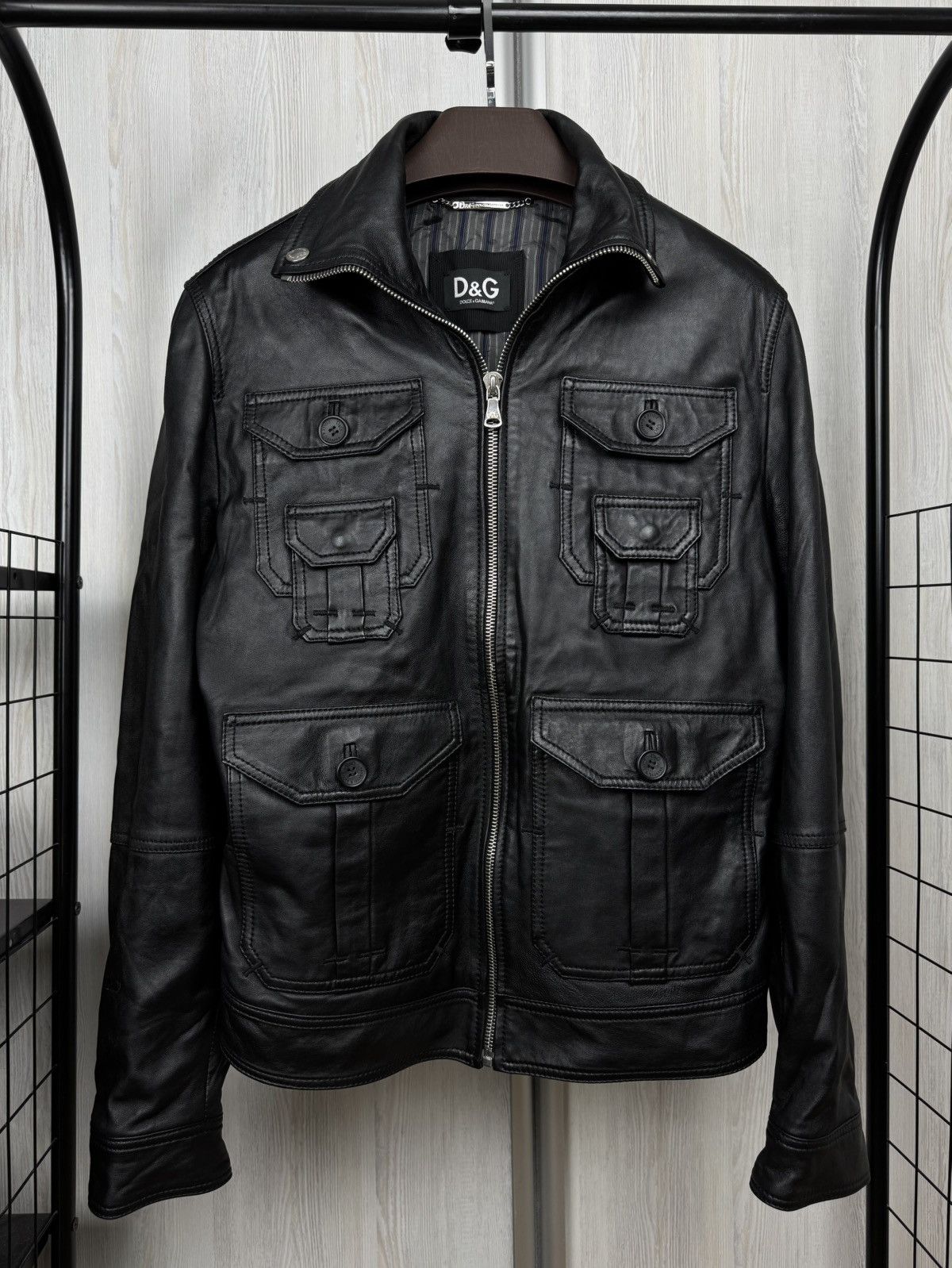Dolce & Gabbana 2000s Dolce & Gabbana Multipocket Black Leather Jacket Size US L / EU 52-54 / 3 - 2 Thumbnail