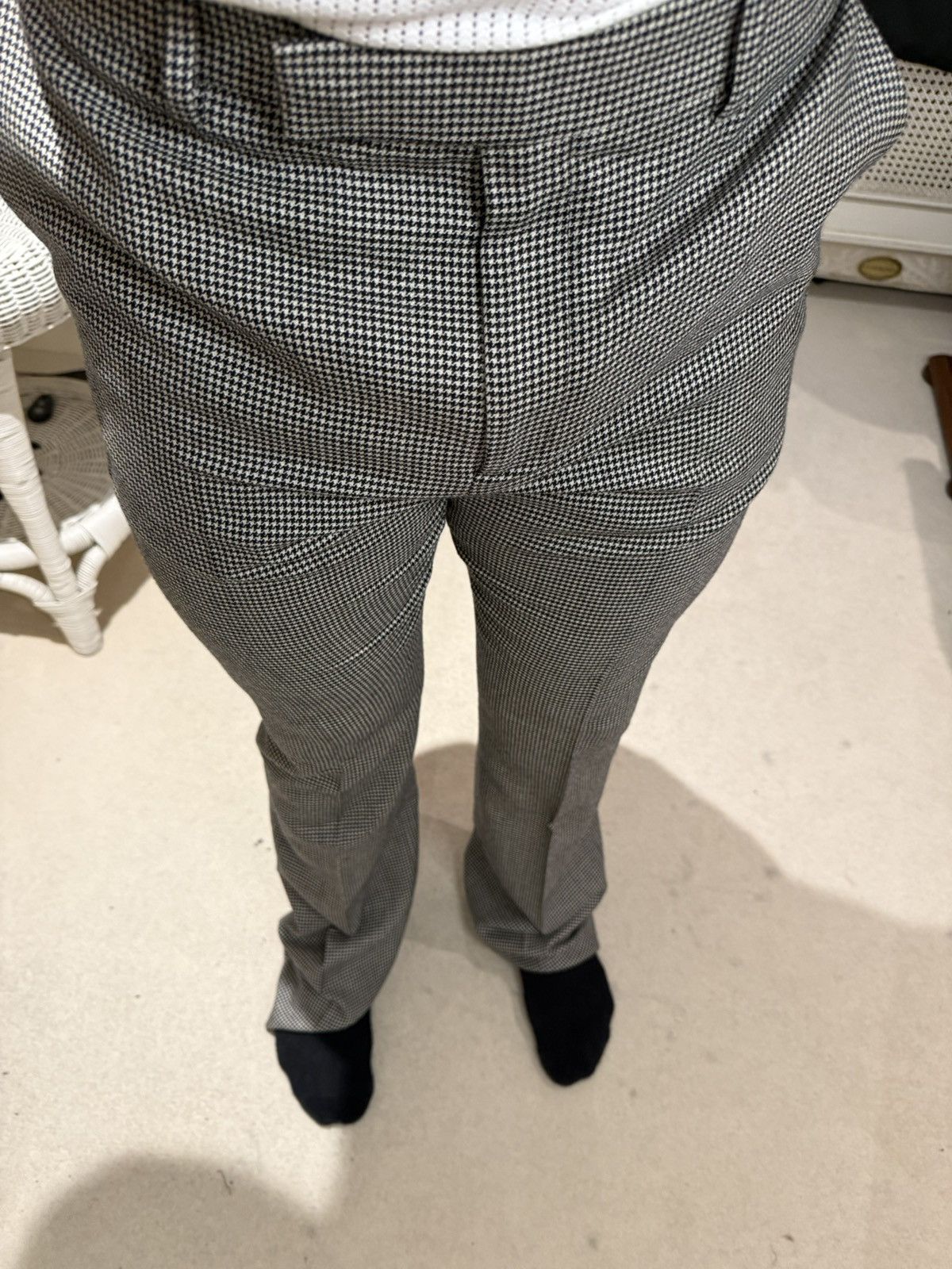 Celine SS23 Celine Houndstooth cashmere Flared Pants Hedi Slimane Size 40L - 7 Thumbnail