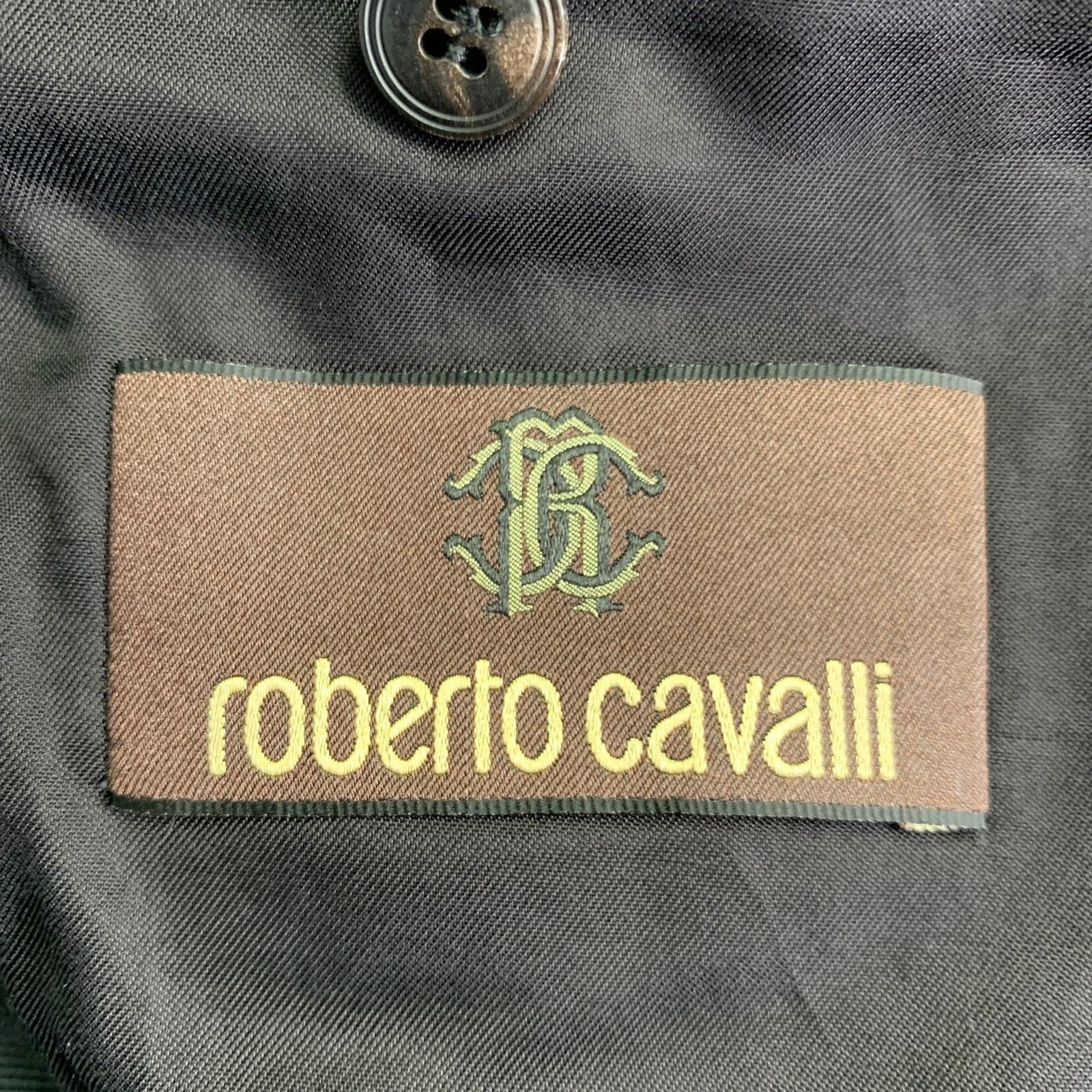 Roberto Cavalli ROBERTO CAVALLI Black Grey Snake Jacquard Wool Silk Size 40R - 6 Thumbnail