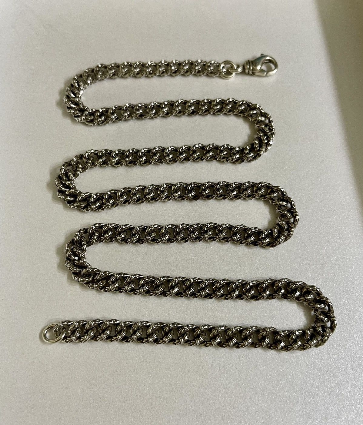 image of Chrome Hearts Extra Fancy Mini Necklace, 24” in Silver, Men's