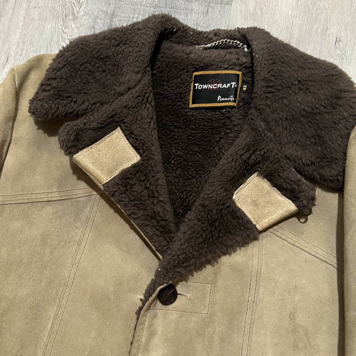 JCPenney × Vintage VTG Penneys Towncraft Beige Suede Leather Western Jacket Size US L / EU 52-54 / 3 - 3 Thumbnail