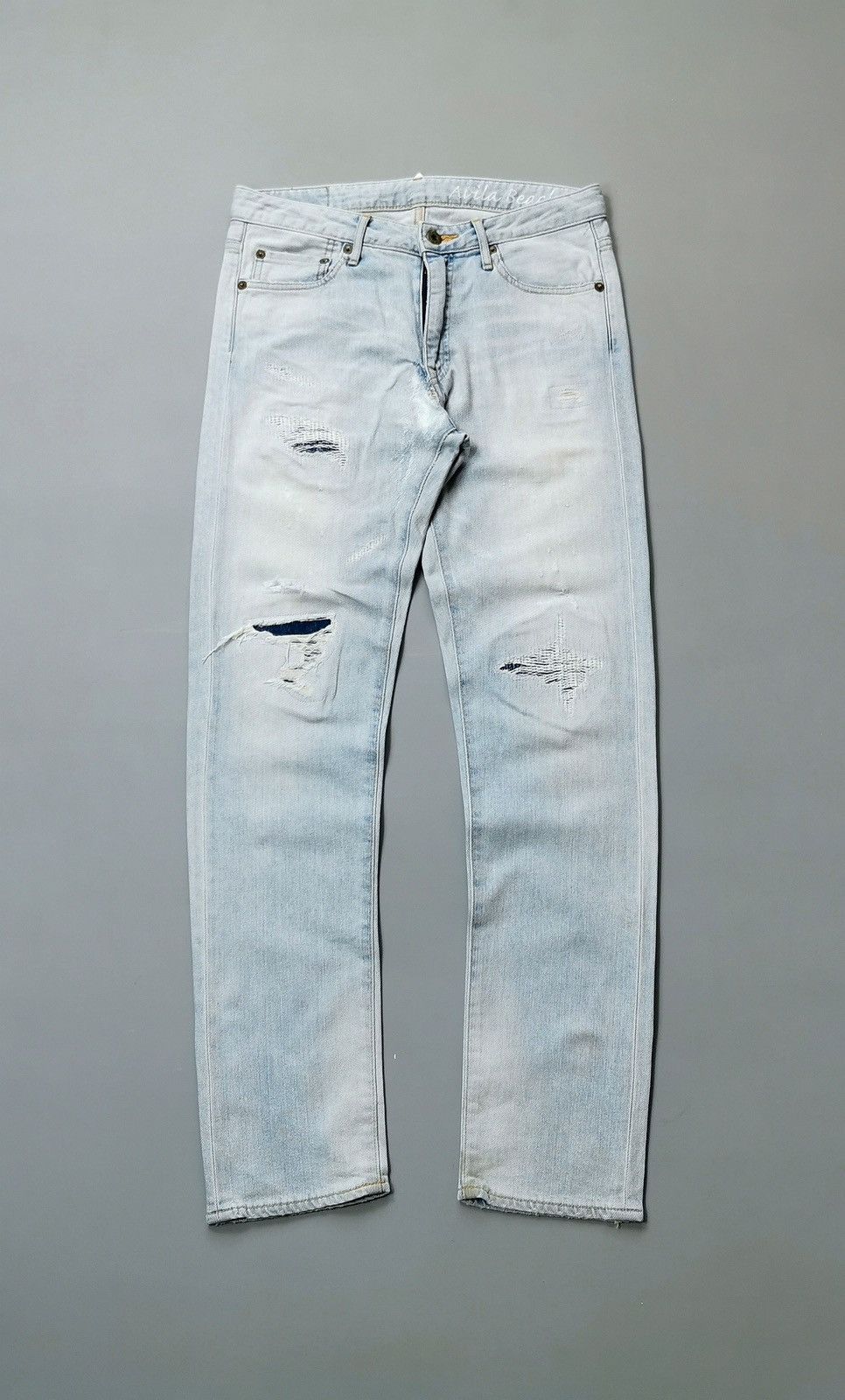 Pure Blue Japan Avila Beach Japan Blue Distressed Reworked Skinny Jeans Size US 30 / EU 46 - 2 Thumbnail