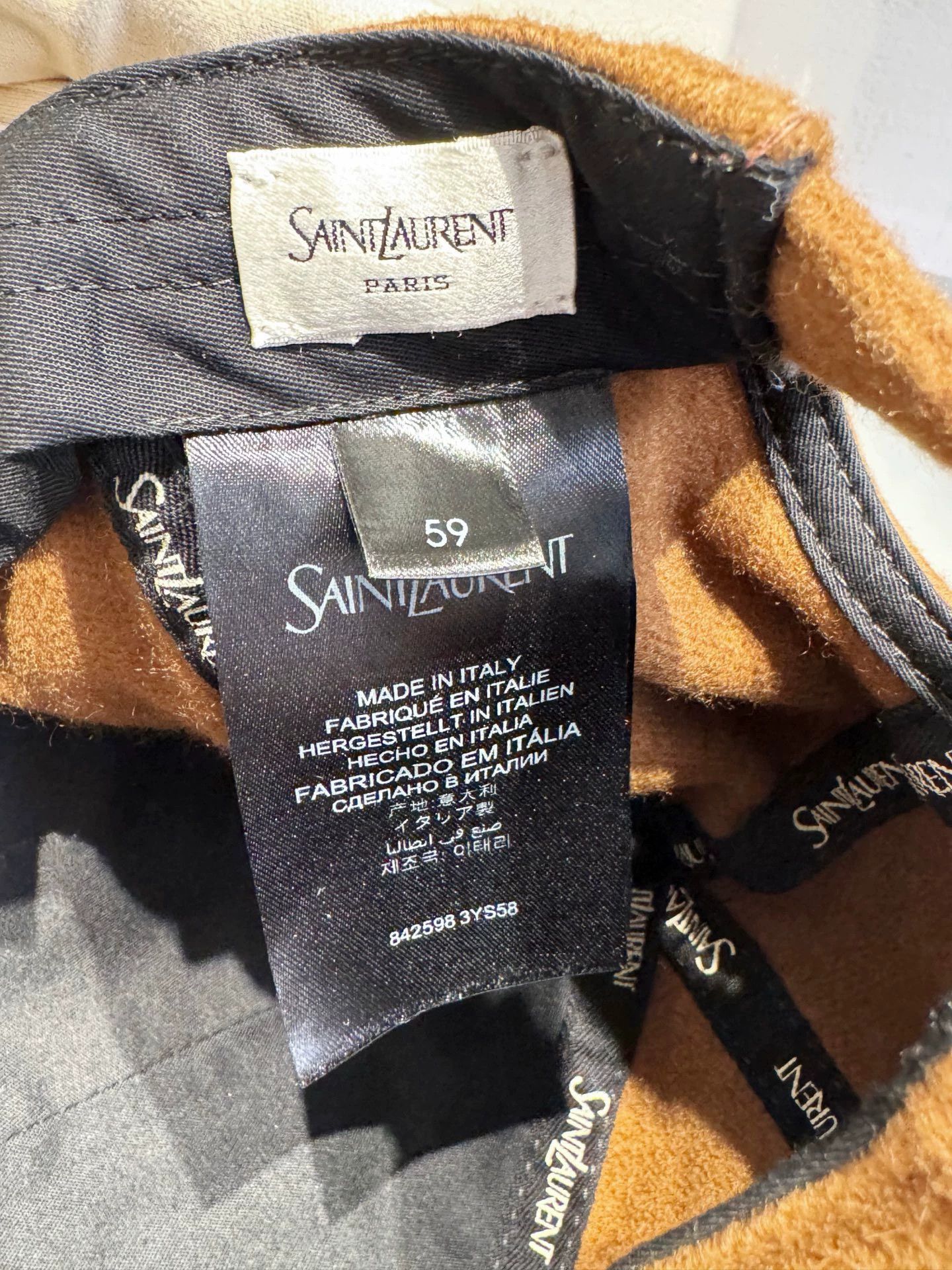 Yves Saint Laurent YSL 99 New Brown Cashmere Bucket Hat 59cm Size ONE SIZE - 8 Thumbnail