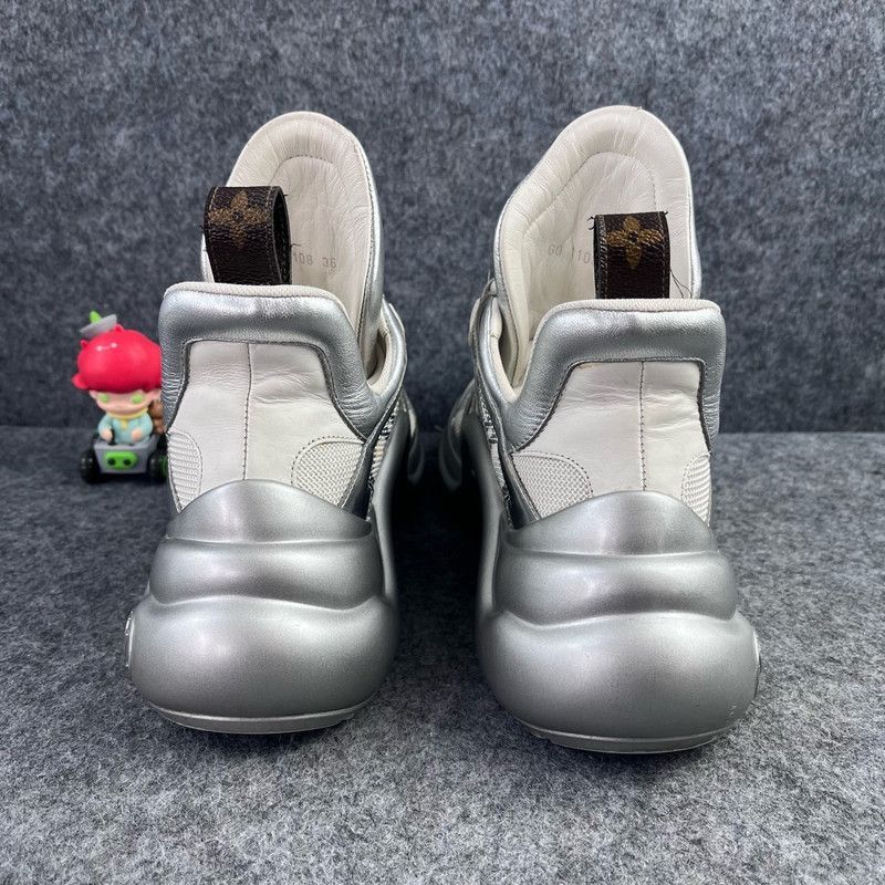 Louis Vuitton Louis Vuitton Silver Casual Sneakers - Size US 5.5 / EU 38 - 5 Thumbnail
