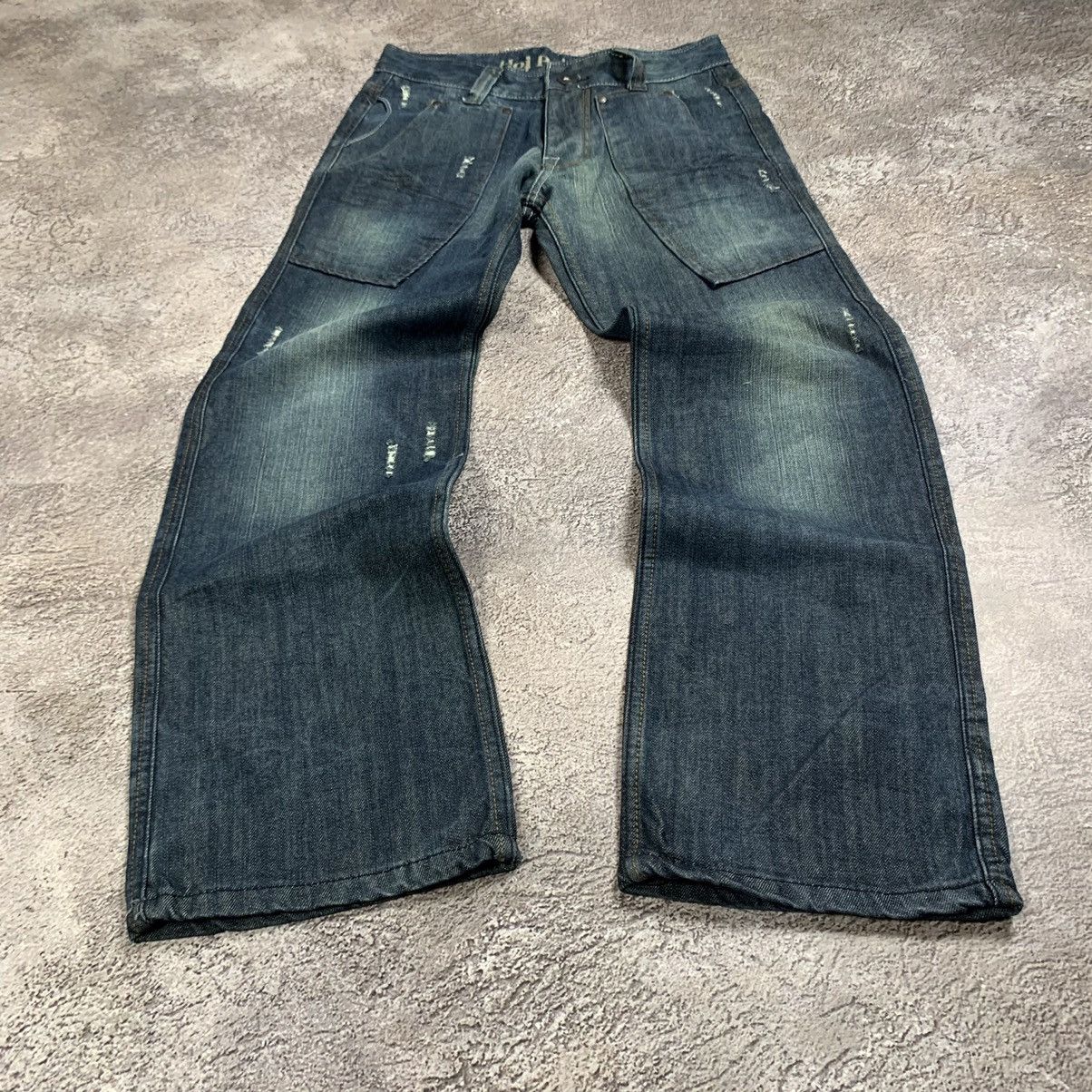 Vintage Y2K Baggy Distressed Flared Jeans Grunge Streetwear Logo 30 Size US 30 / EU 46 - 1 Thumbnail