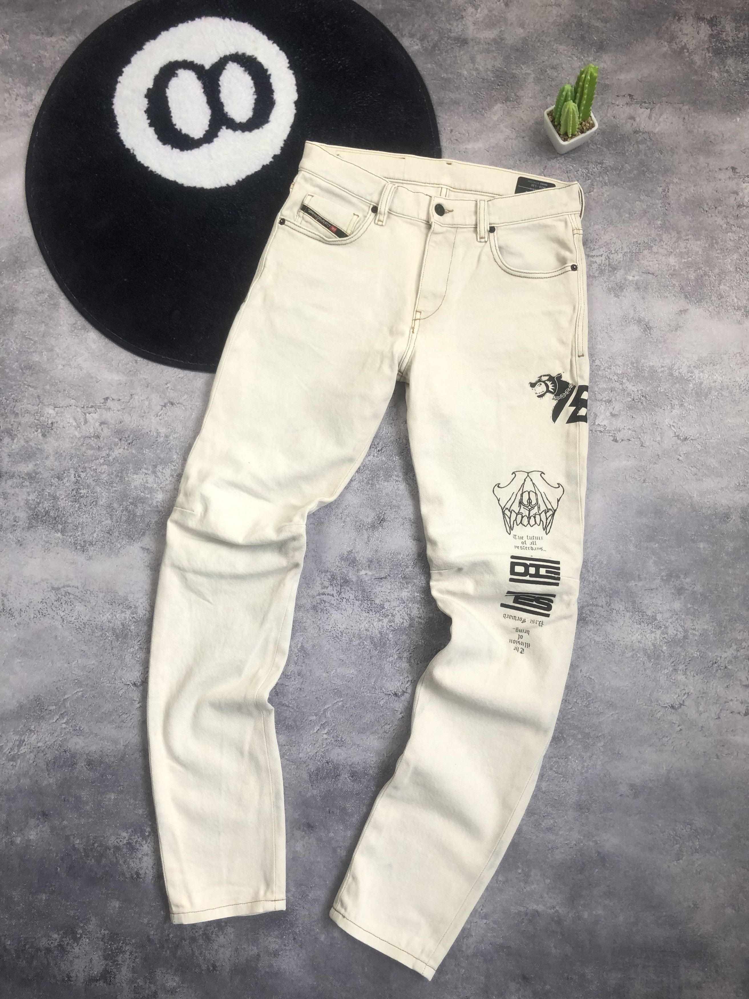 Diesel DIESEL Y2k Big Logo Ribbon Casual Streetwear Jeans White 29 Size US 29 - 11 Thumbnail