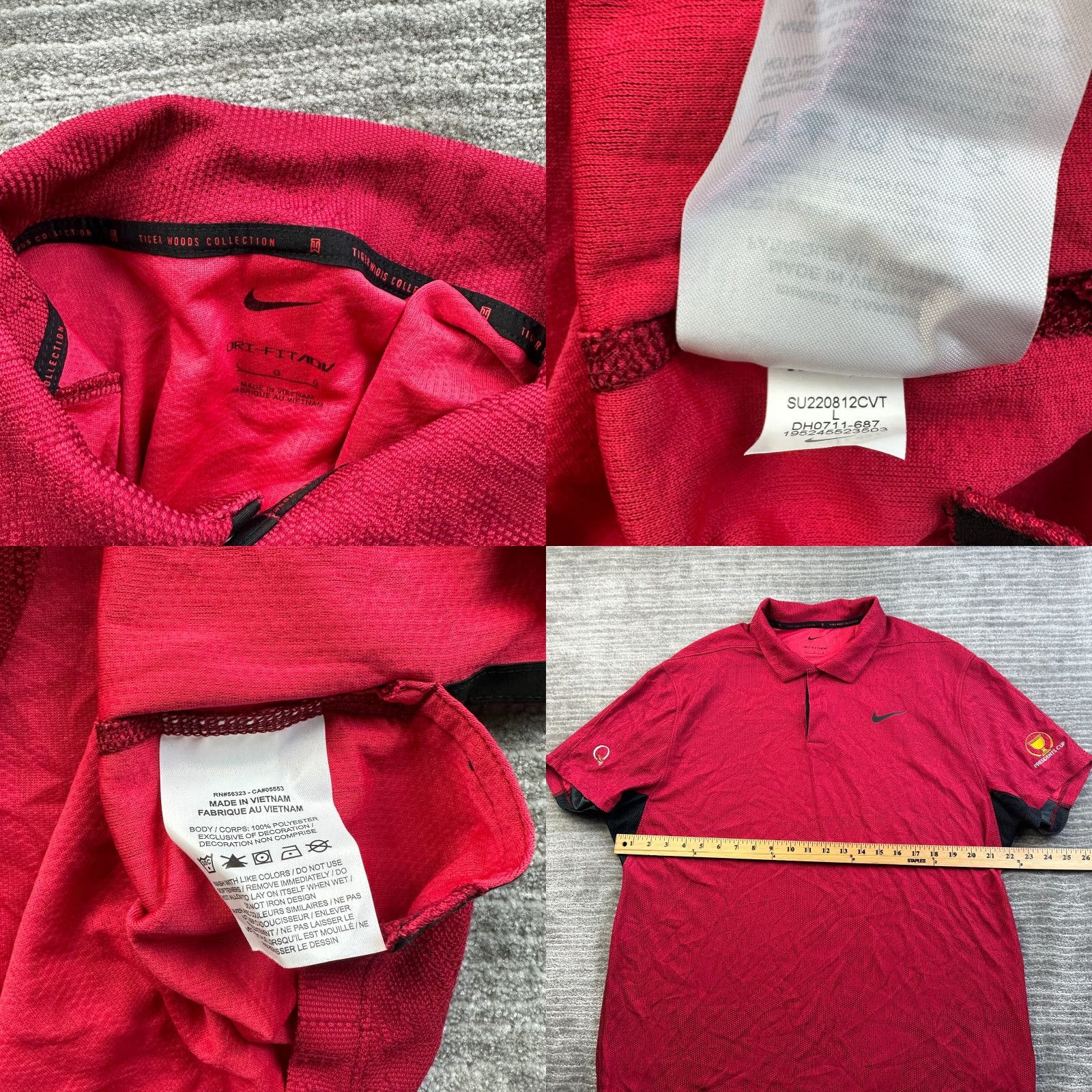 Nike Nike Tiger Woods Polo Shirt Mens Large Red Dri-Fit ADV Short Sleeve Golf Casual Vintage No Size US L / EU 52-54 / 3 - 8 Thumbnail