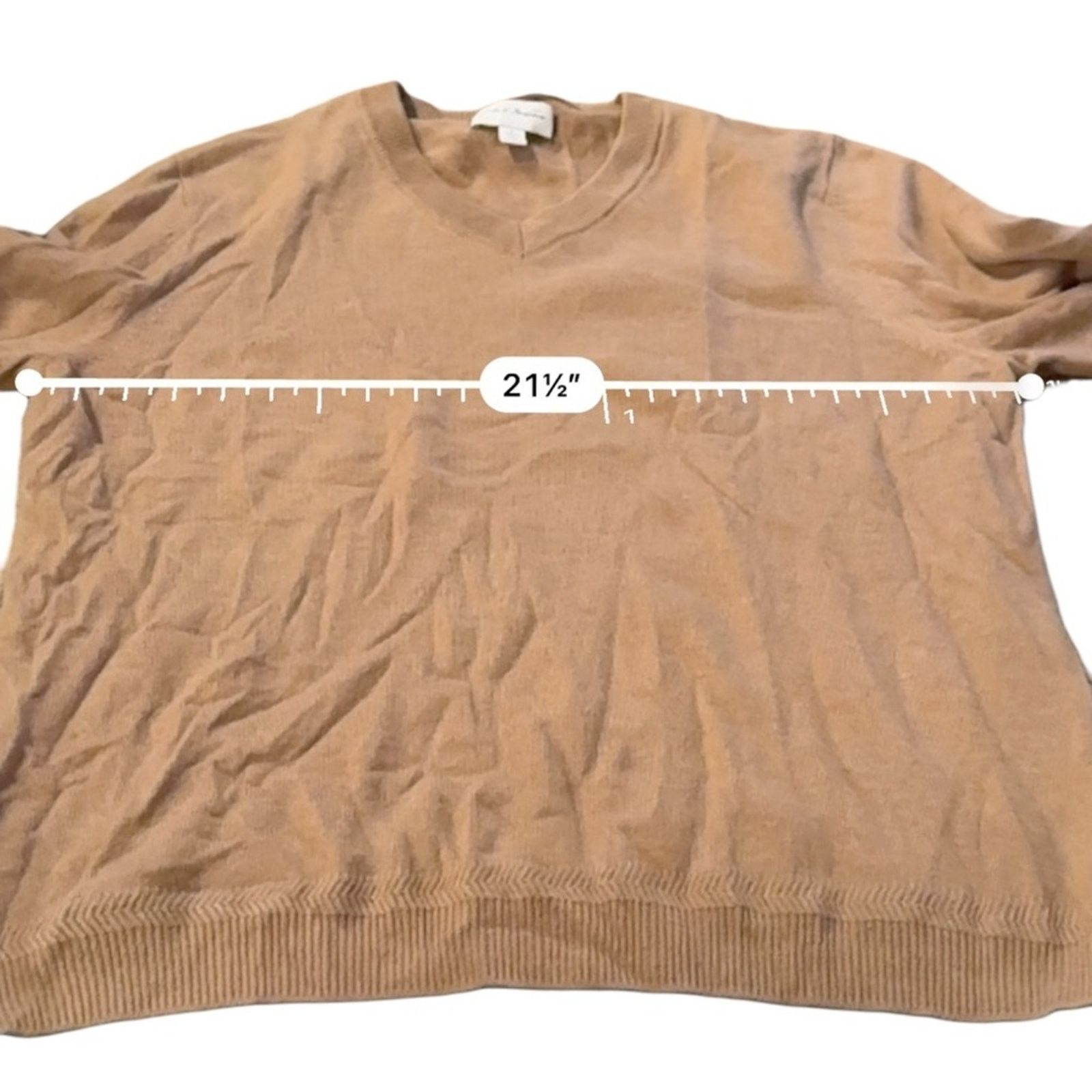 Nordstrom John W. Nordstrom Cashmere Tan Long Sleeve V Neck Sweater L Size US L / EU 52-54 / 3 - 9 Thumbnail