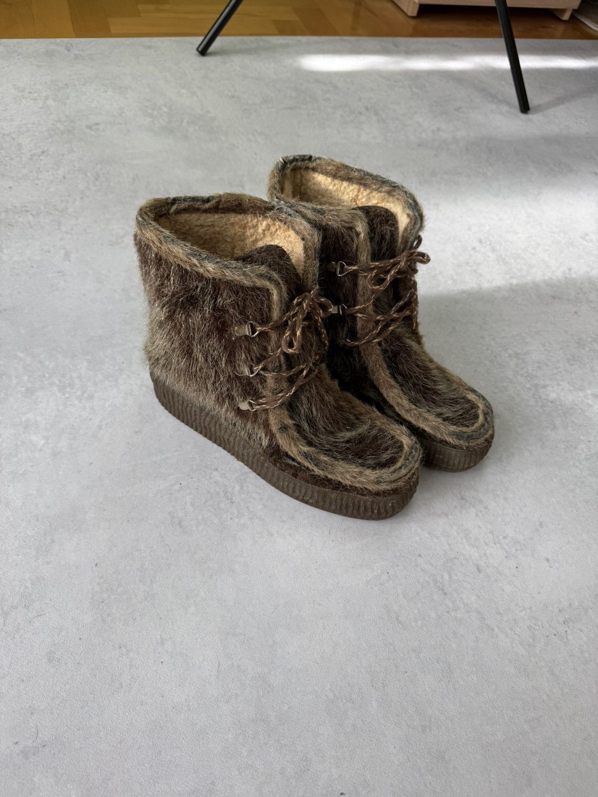 Japanese Brand Vintage Avant-garde Y2k Fur Faux Brown Yeti Boots Size US 8 / IT 38 - 3 Thumbnail