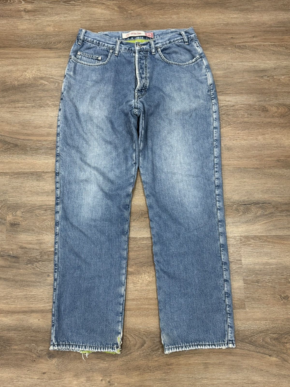 Gap Vintage 90s Gap Blue Jeans Fleece Lined Neon Green No 8 RLX Size US 33 - 1 Thumbnail