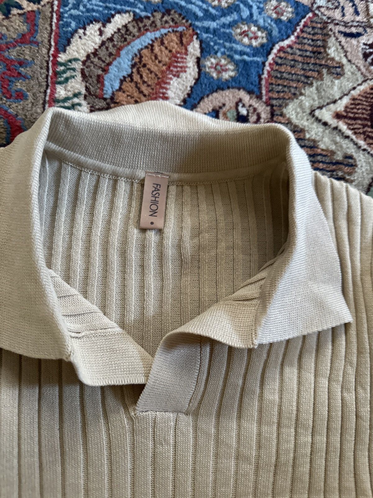 Vintage CREAM POLO TIGHT AROUND ARMS Size US M / EU 48-50 / 2 - 2 Thumbnail