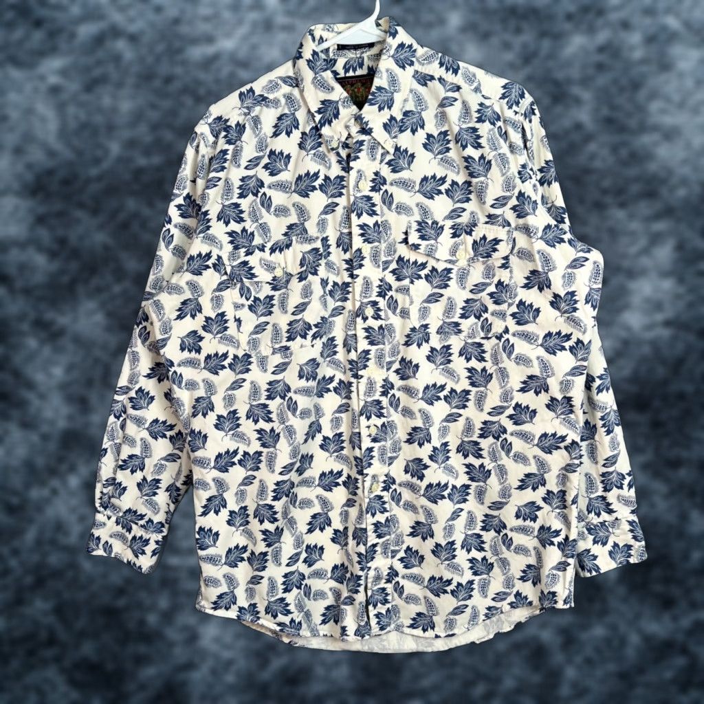 Ralph Lauren VINTAGE Ralph Lauren Classic Fit Shirt Men M White Floral 100% Cotton Button-Down 90s Concert Flower Covers Mens Size US M / EU 48-50 / 2 - 1 Thumbnail