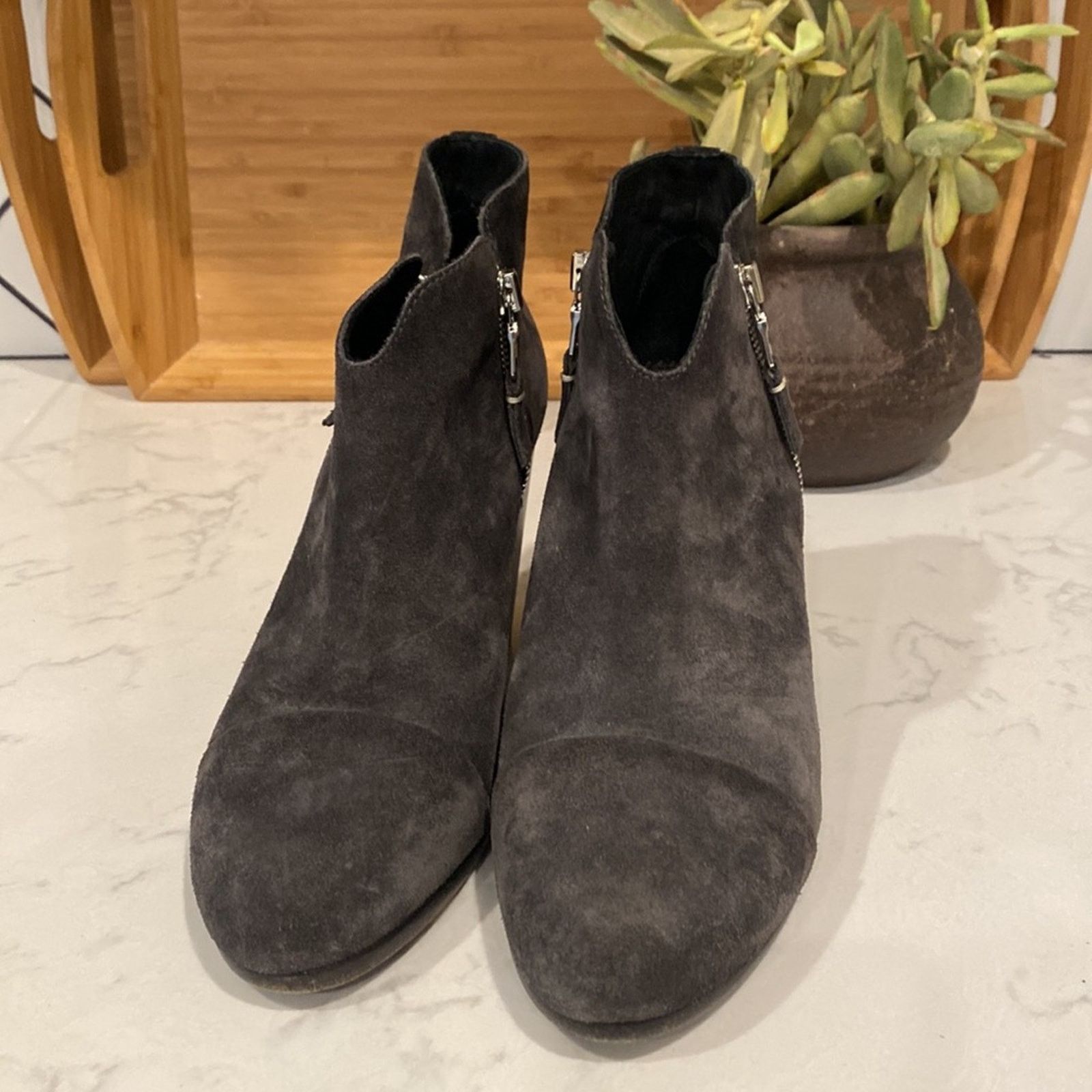 Rag & Bone Rag & Bone Margot Suede Ankle Boots silver zipper accents 9 Size US 9 / IT 39 - 6 Thumbnail