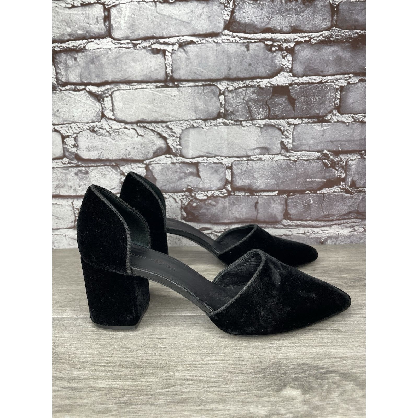 Other JENNI KAYNE Black Velvet D’ Orsay Block Heel Pointed Shoes W Size US 9 / IT 39 - 3 Thumbnail